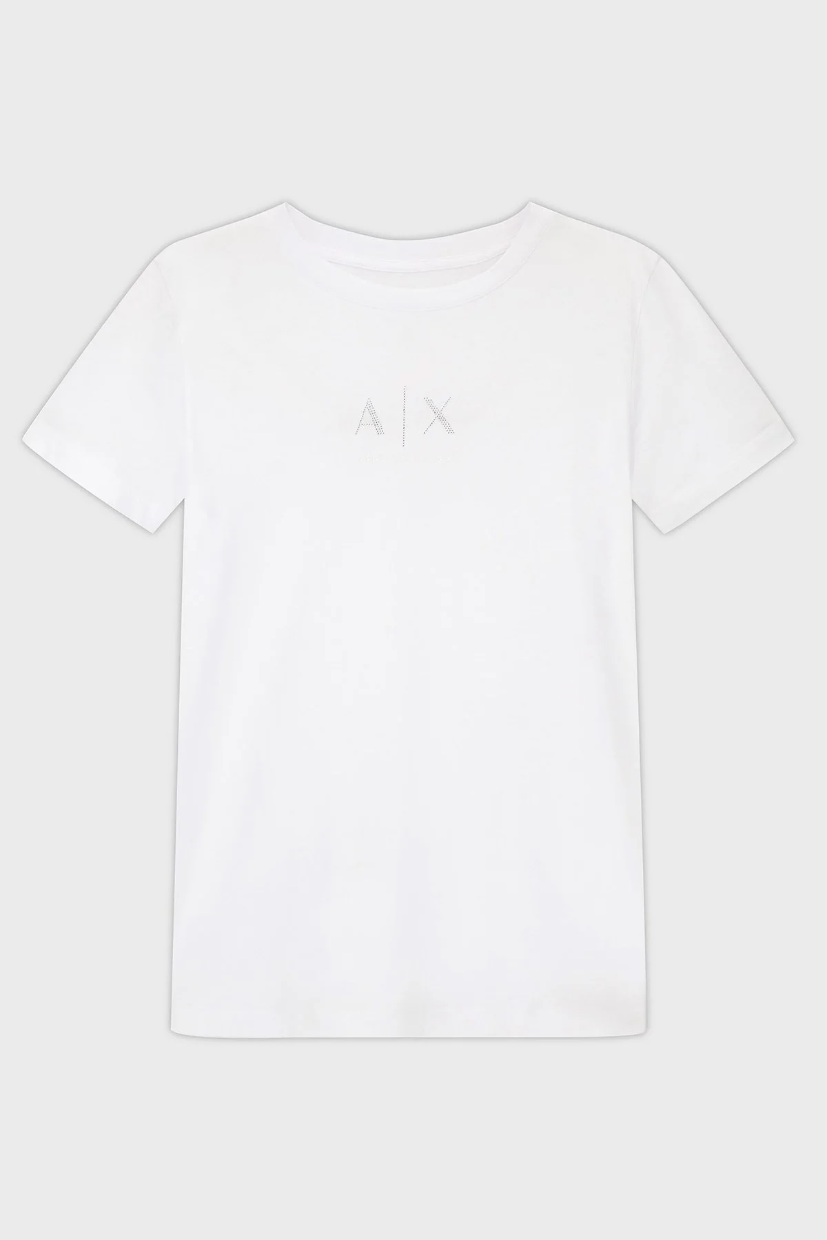 Armani Exchange Taşlı Logo Detaylı Pamuklu Regular Fit Bisiklet Yaka Kadın T Shirt XW001459 AF10356 U0002 Beyaz - 5