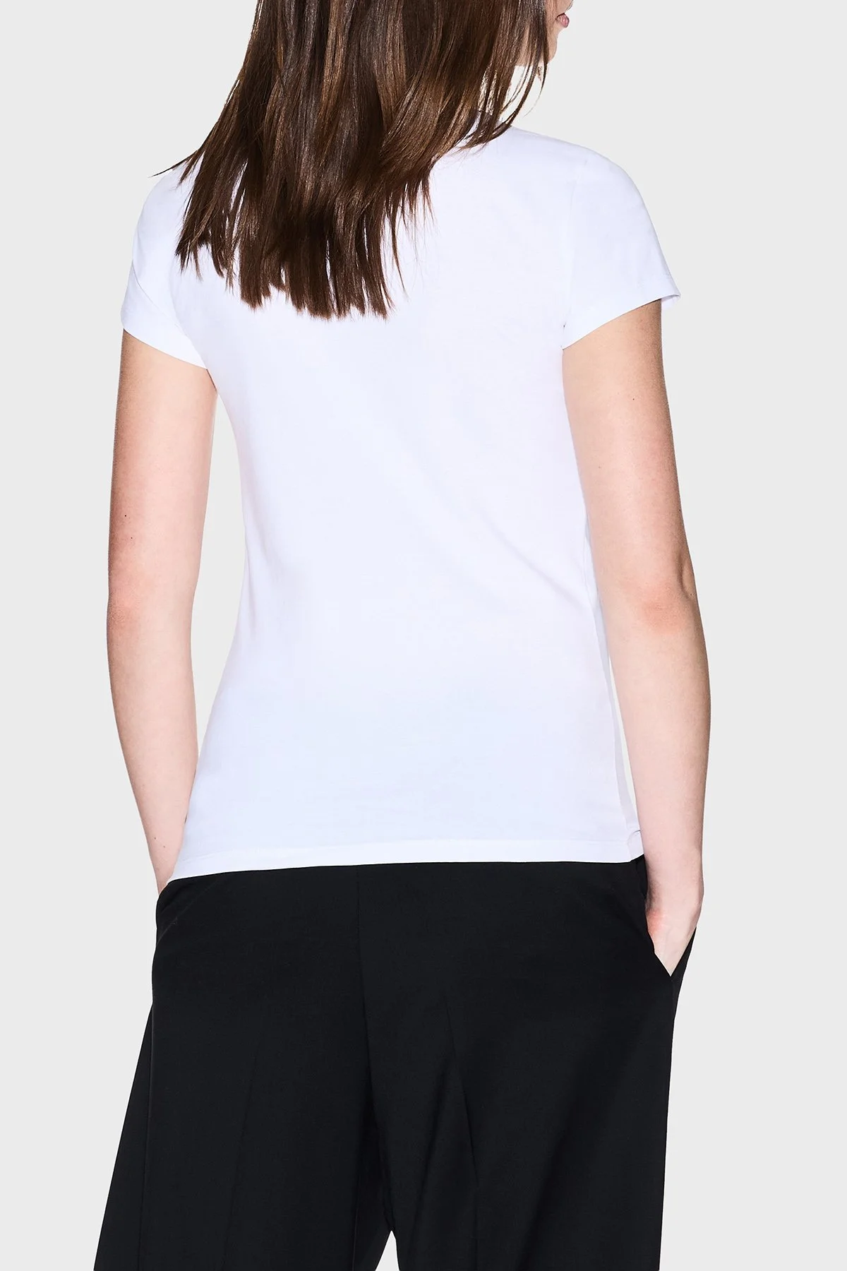 Armani Exchange Taşlı Logolu % 100 Pamuk Slim Fit Bisiklet Yaka Bayan T Shirt XW001349 AF17173 U0002 BEYAZ - 3