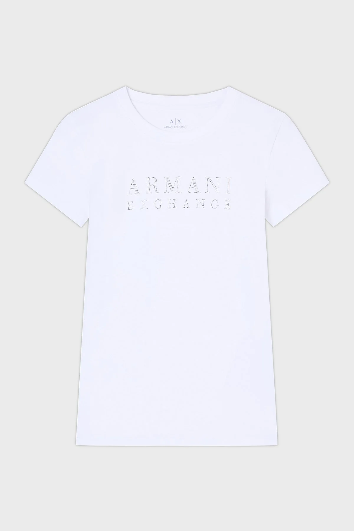 Armani Exchange Taşlı Logolu % 100 Pamuk Slim Fit Bisiklet Yaka Bayan T Shirt XW001349 AF17173 U0002 BEYAZ - 5