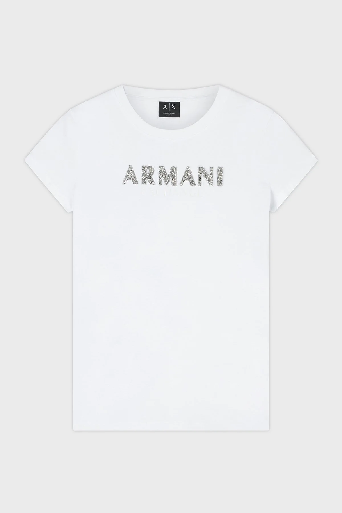 Armani Exchange Taşlı Logolu Pamuklu Slim Fit Bisiklet Yaka Bayan T Shirt XW002106 AF10356 U0002 BEYAZ - 5