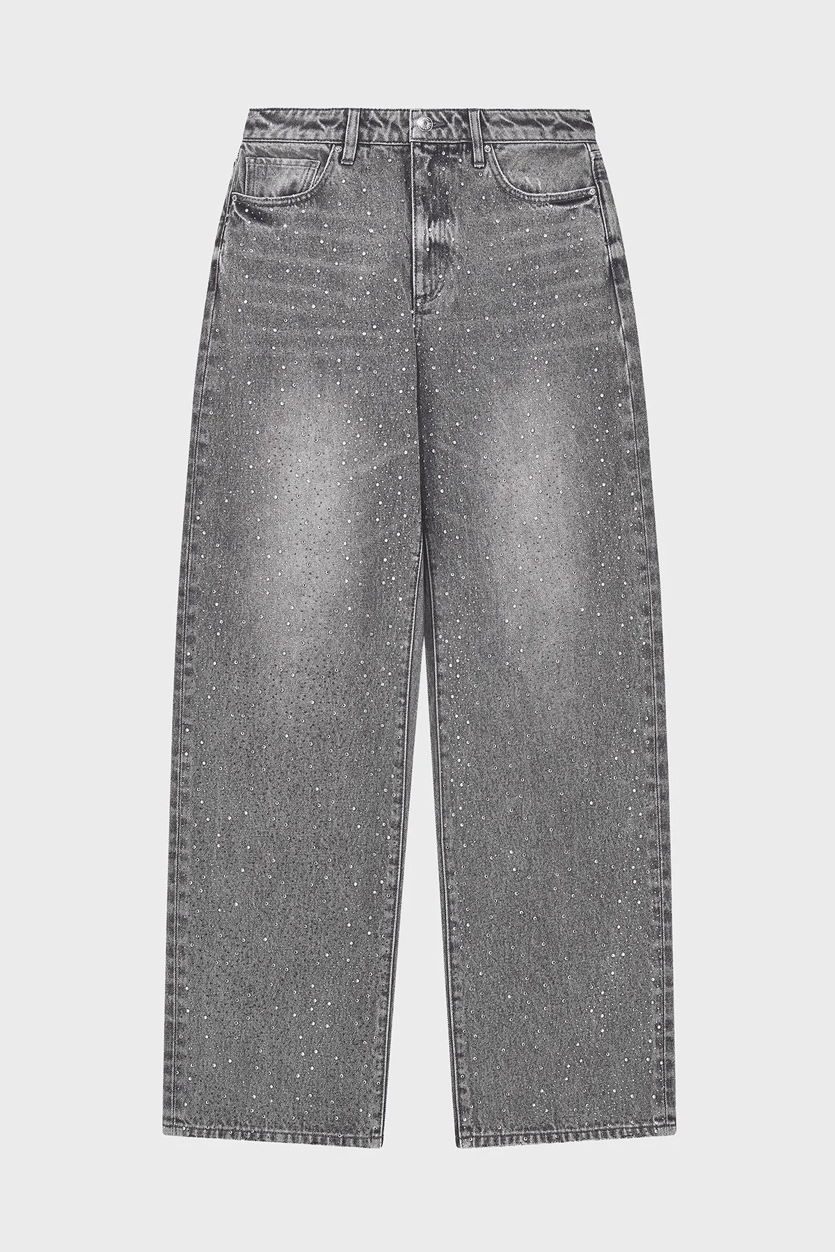 Armani Exchange Taşlı Relaxed Fit Yüksek Bel Bol Paça Jeans Kadın Kot Pantolon XW000100 AF25772 M8088 Gri - 2
