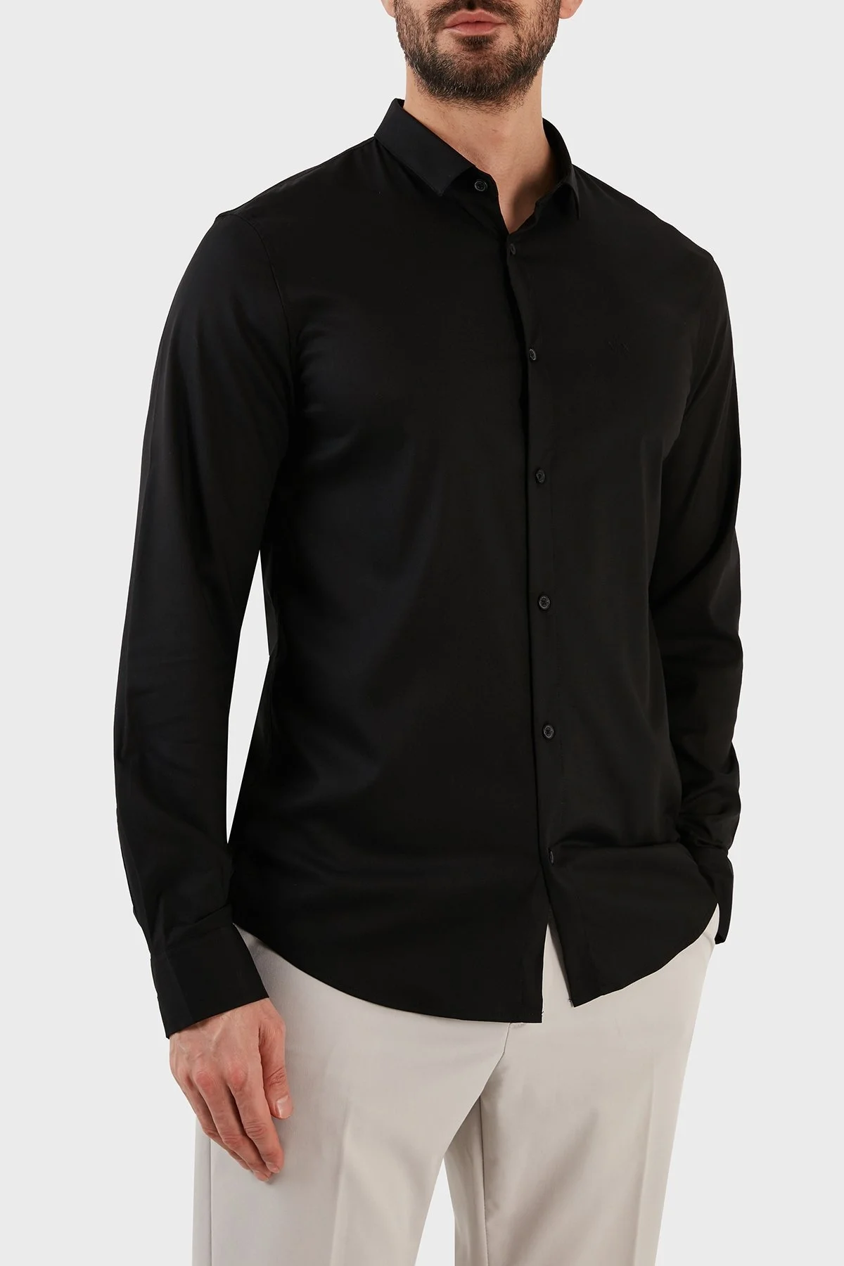 Armani Exchange Uzun Kollu Regular Fit Erkek Gömlek 8NZC49 ZNYXZ 1200 SİYAH - 8