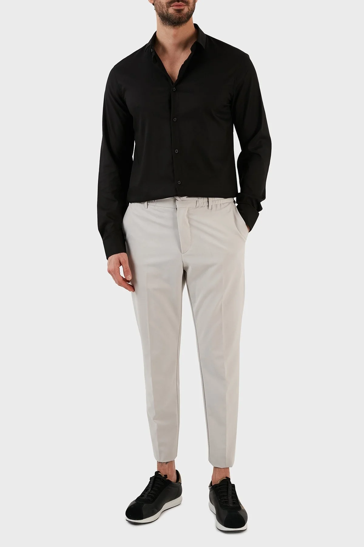 Armani Exchange Uzun Kollu Regular Fit Erkek Gömlek 8NZC49 ZNYXZ 1200 SİYAH - 9