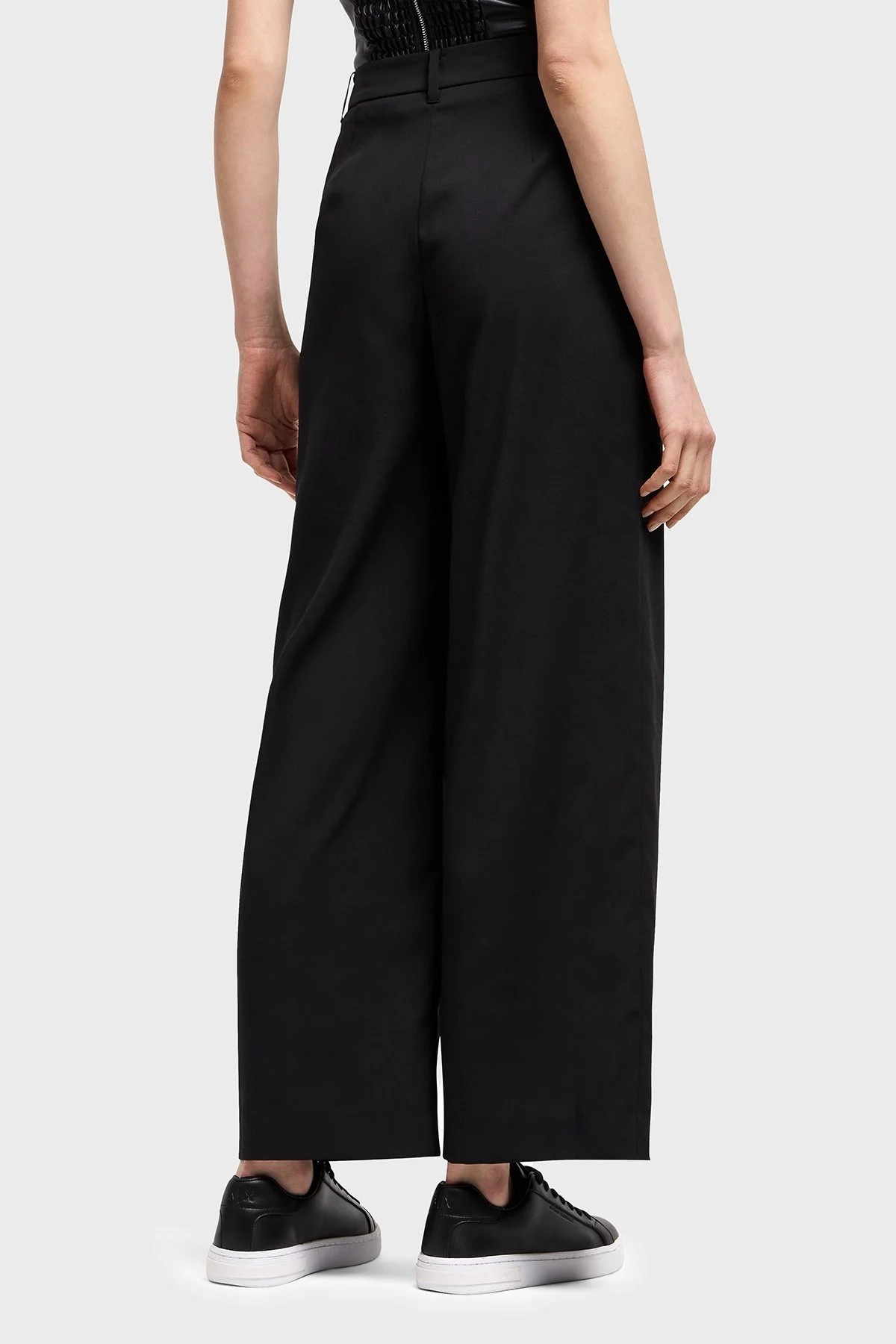 Armani Exchange Wide Leg Normal Bel Bol Paça Klasik Bayan Pantolon XW000437 AF12749 UC001 SİYAH - 6