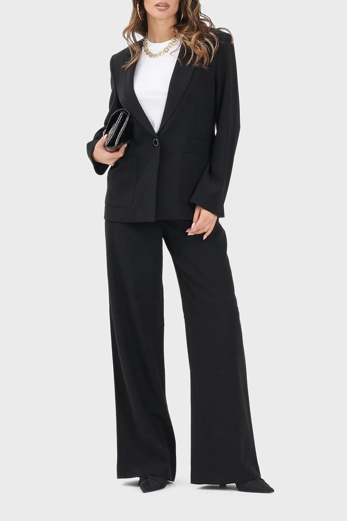 Armani Exchange Wide Leg Yüksek Bel Geniş Paça Bayan Pantolon XW001264 AF16148 UC001 SİYAH - 1