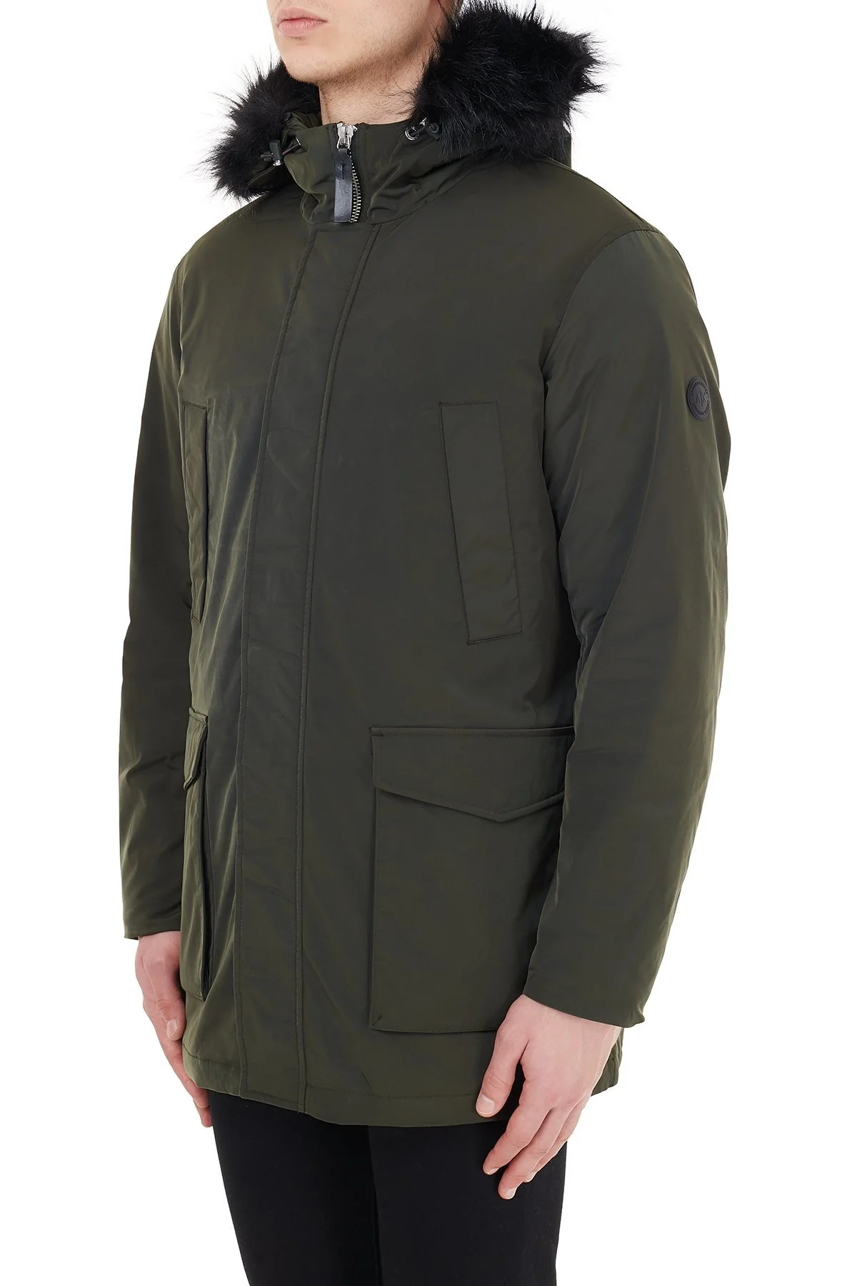 Armani Exchange Yakası Suni Kürklü Kapüşonlu Erkek Kaban 6HZK39 ZNNYZ 1851 HAKİ - 3