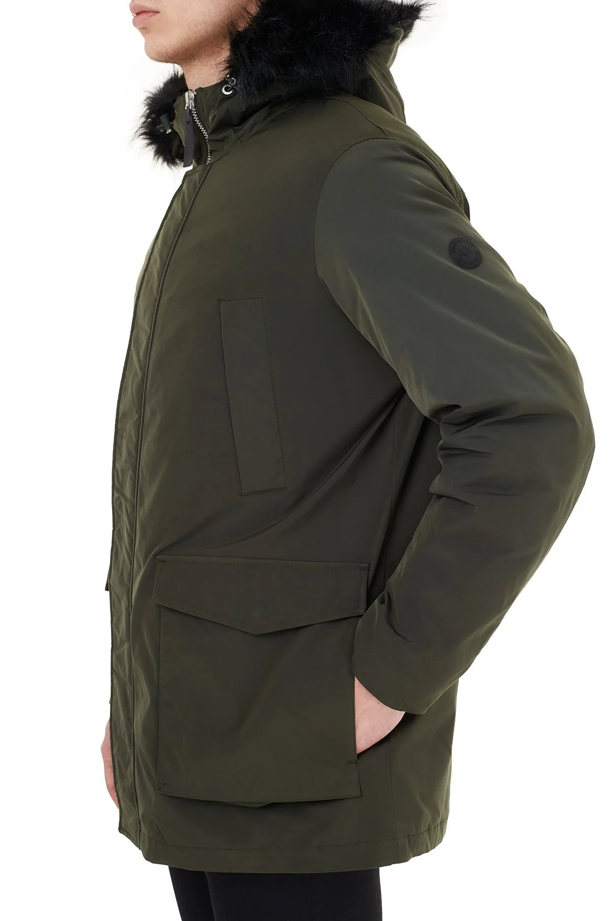 Armani Exchange Yakası Suni Kürklü Kapüşonlu Erkek Kaban 6HZK39 ZNNYZ 1851 HAKİ - 5