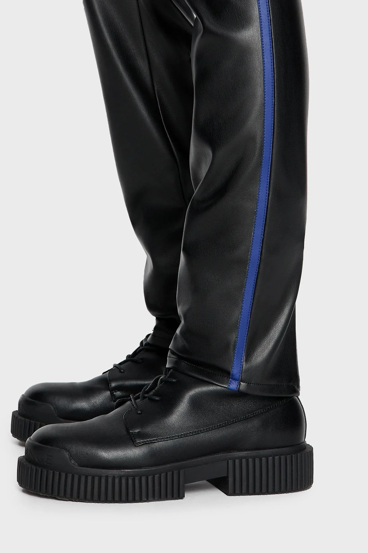 Armani Exchange Yanları Kontrast Çizgili Yüksek Bel Regular Fit Deri Bayan Pantolon 6RYP32 YN8PZ 1200 SİYAH - 4