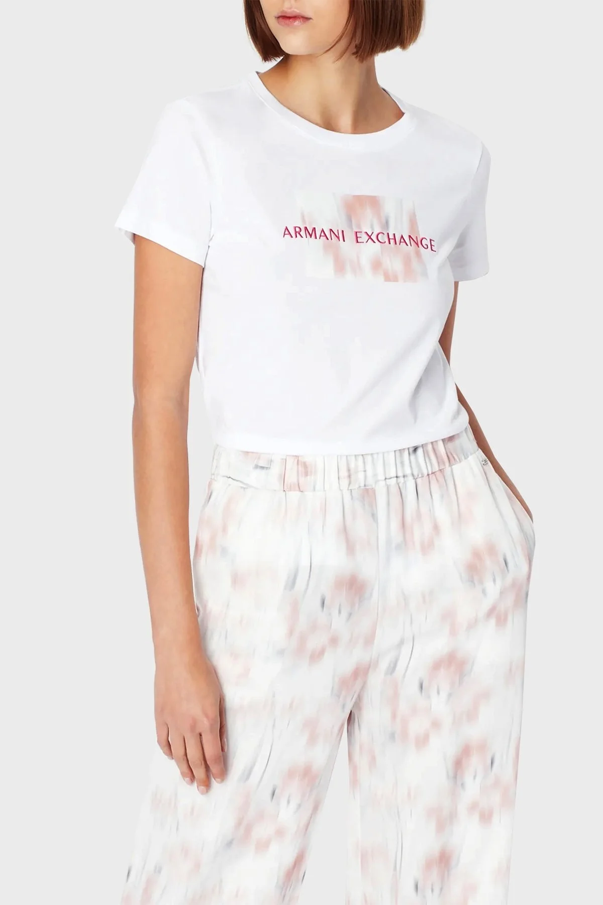 Armani Exchange Yazılı Regular Fit Bisiklet Yaka % 100 Pamuk Bayan T Shirt 3RYTEL YJ8TZ 1000 BEYAZ - 1