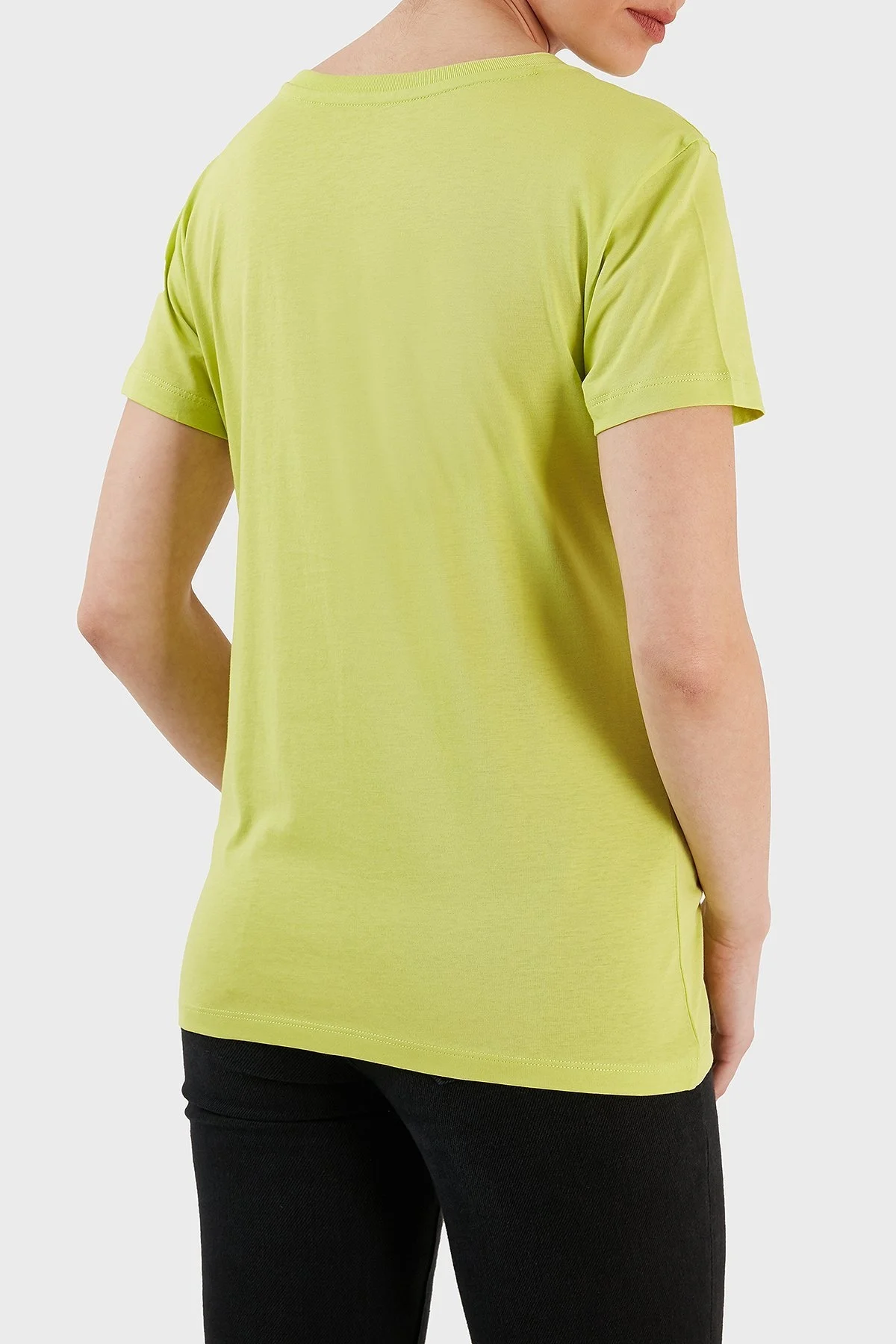 Armani Exchange % 100 Pamuk Yazılı Regular Fit Bisiklet Yaka Bayan T Shirt 3RYTEX YJG3Z 1884 FISTIK YEŞİL - 8