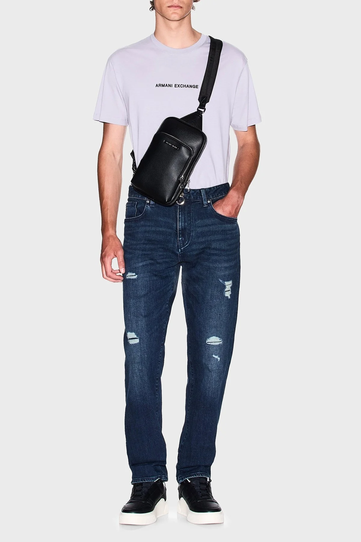 Armani Exchange Yırtıklı Streç Pamuklu Skinny Fit Normal Bel Dar Paça Jeans Erkek Kot Pantolon XM000070 AF15188 MB010 LACİVERT - 7