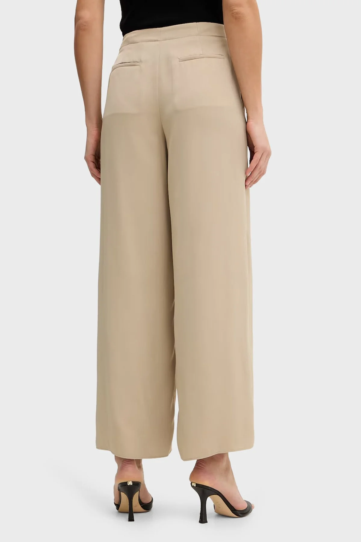 Armani Exchange Yırtmaç Detaylı Regular Fit Geniş Paça Bayan Pantolon XW001955 AF21553 U6223 BEJ - 3