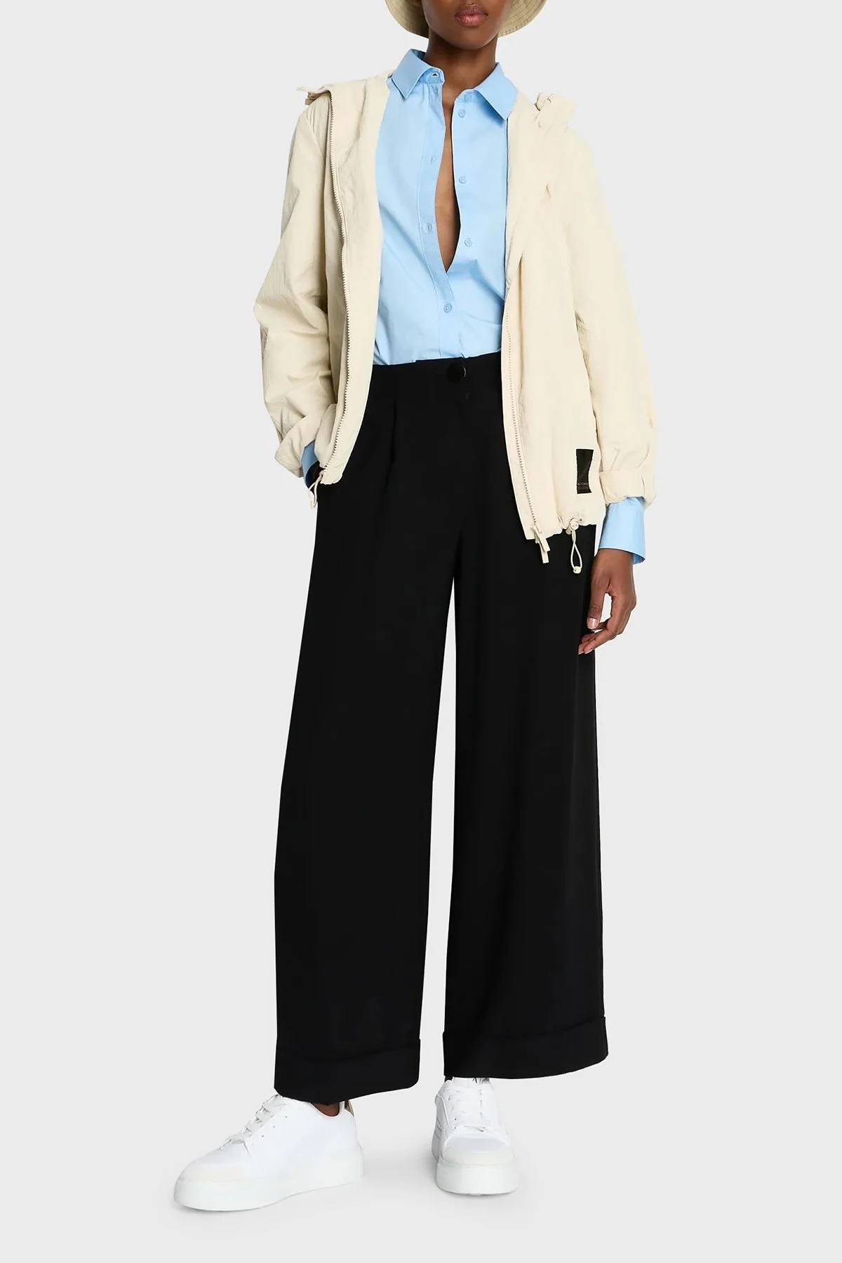 Armani Exchange Yüksek Bel Relaxed Fit Geniş Paça Kadın Pantolon 3DYP31 YN1QZ 1200 SİYAH - 3