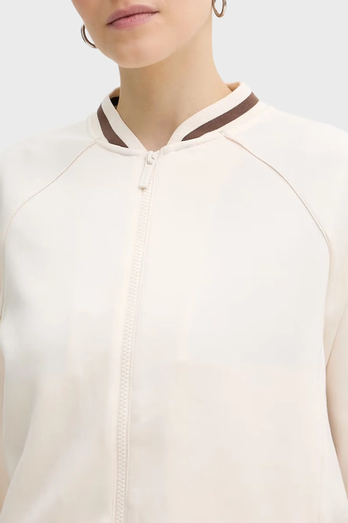 Armani Exchange Yumuşak Dokulu Kolej Yaka Fermuarlı Kadın Sweat XW002071 AF10804 U1003 Ekru - 4