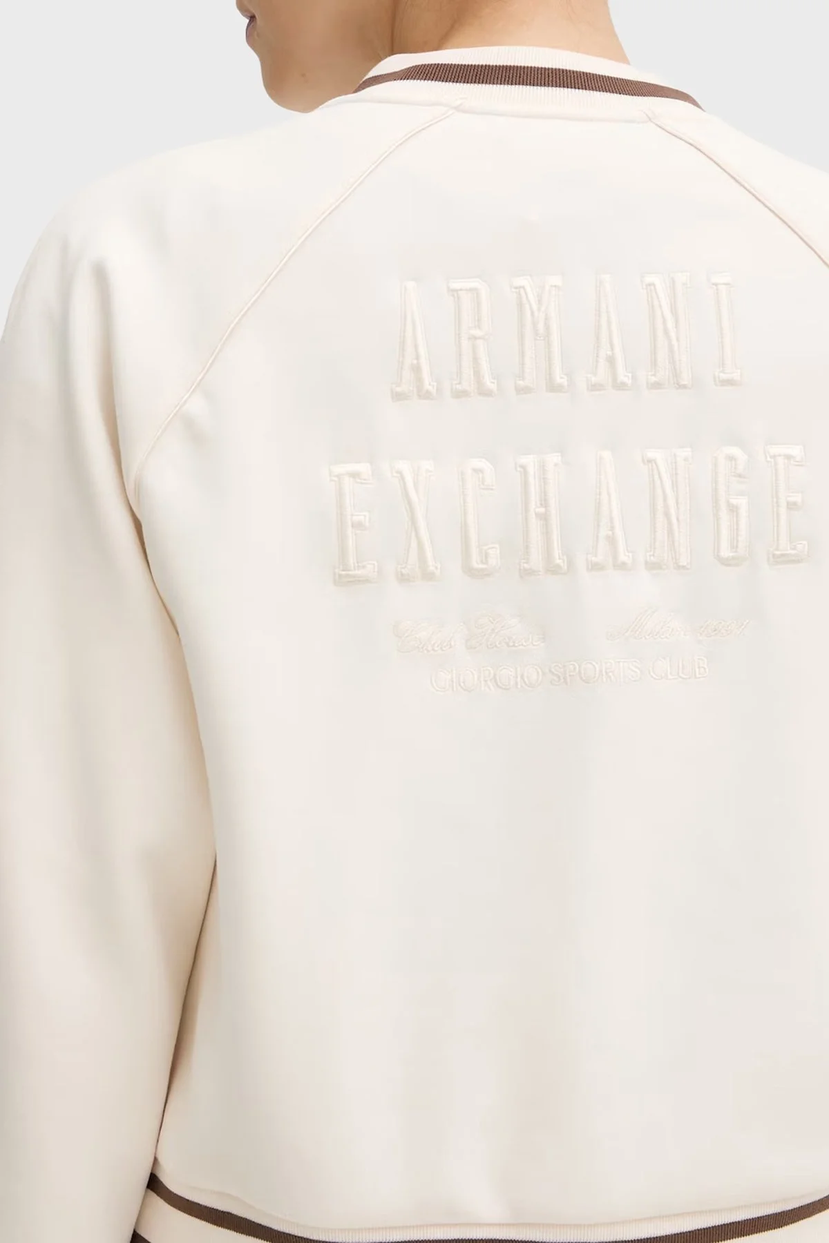 Armani Exchange Yumuşak Dokulu Kolej Yaka Fermuarlı Kadın Sweat XW002071 AF10804 U1003 Ekru - 5