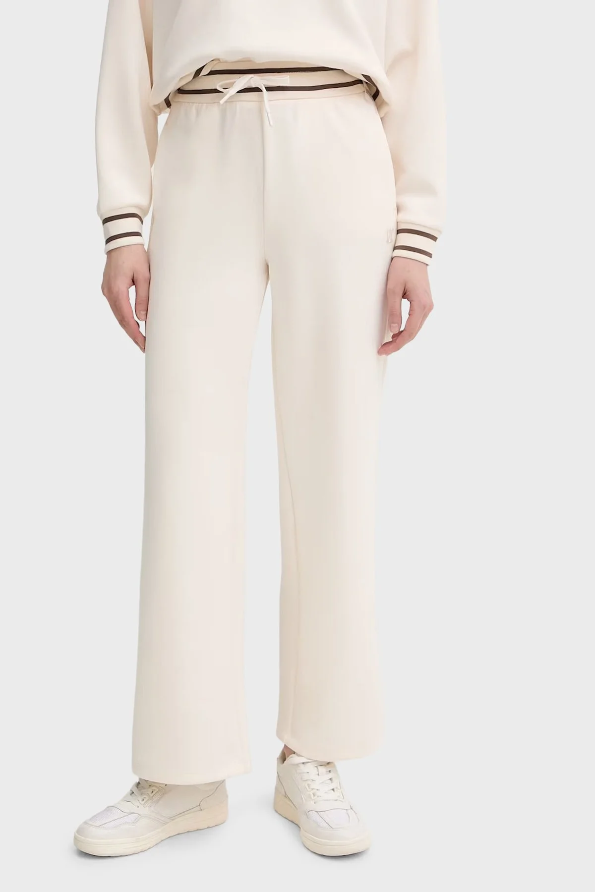 Armani Exchange Yumuşak Dokulu Yüksek Bel Bol Paça Kadın Pantolon XW002073 AF10804 U1003 Ekru - 1