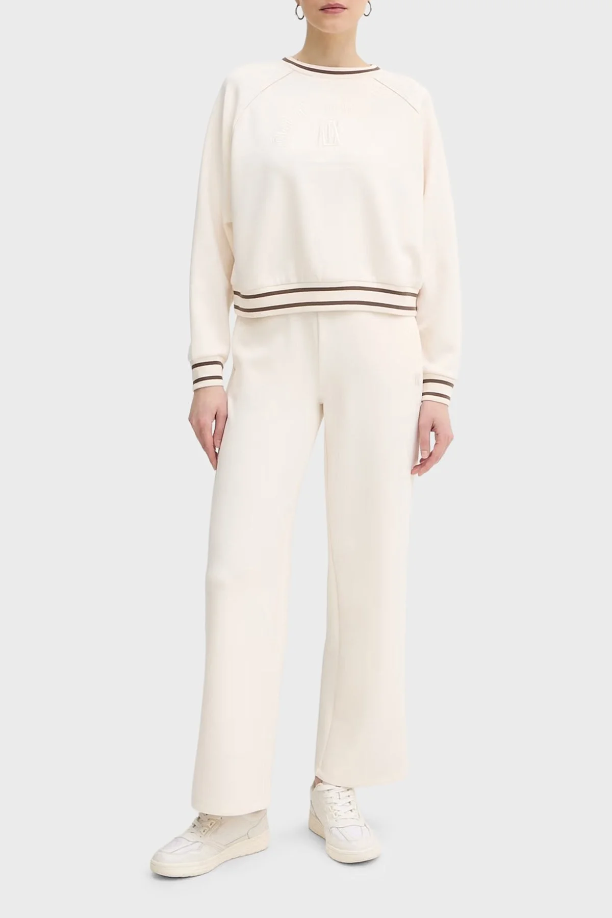 Armani Exchange Yumuşak Dokulu Yüksek Bel Bol Paça Kadın Pantolon XW002073 AF10804 U1003 Ekru - 2