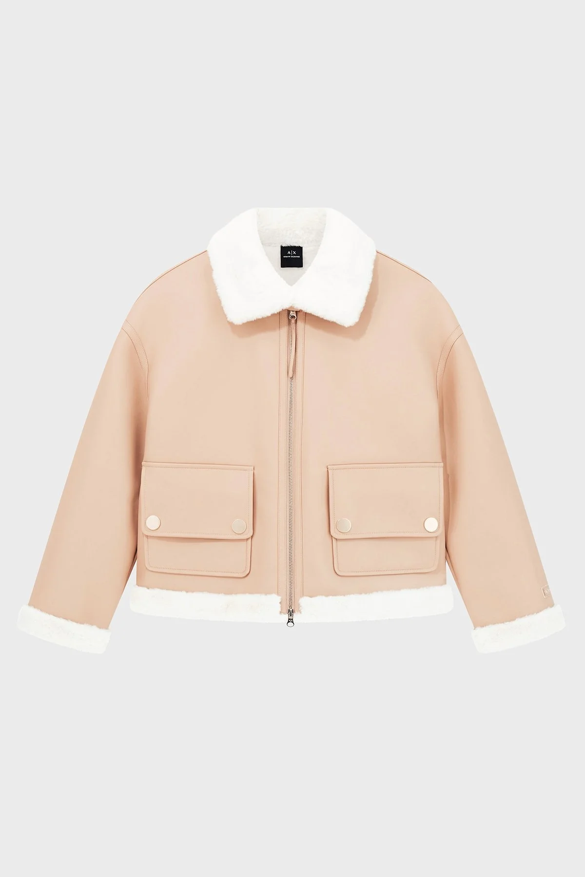 Armani Exchange Yumuşak Tüy Detaylı Relaxed Fit Klasik Yaka Kısa Bayan Mont XW000713 AF16389 U1051 BEJ - 5