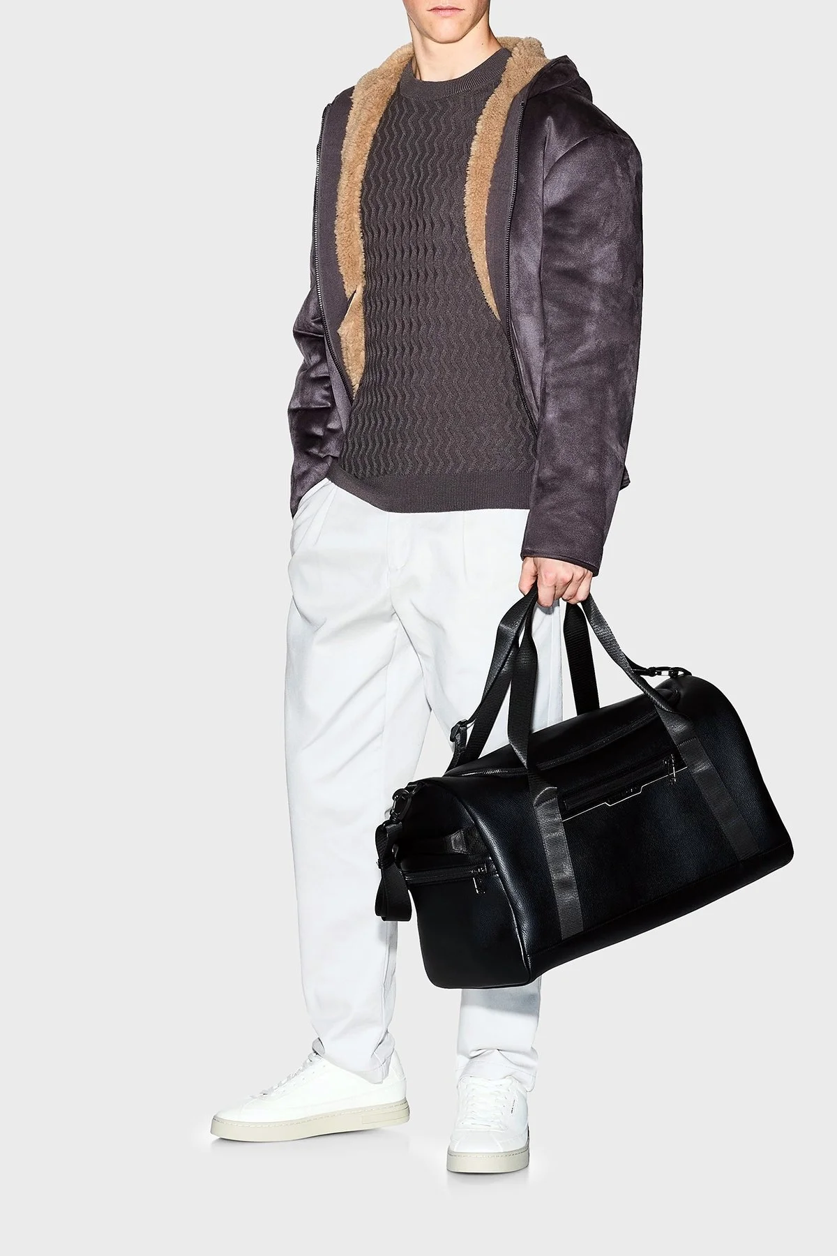 Armani Exchange Yün Karışımlı Regular Fit Bisiklet Yaka Dalgalı Dokuma Erkek Kazak XM001560 AF11982 F8034 GRİ - 2