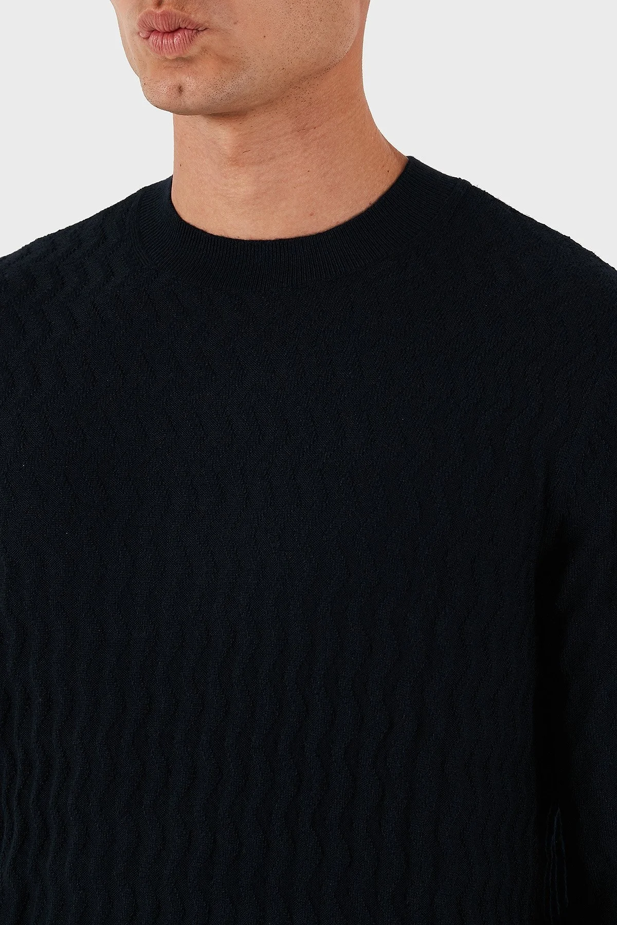 Armani Exchange Yün Karışımlı Regular Fit Bisiklet Yaka Dalgalı Dokuma Erkek Kazak XM001560 AF11982 FB065 LACİVERT - 5