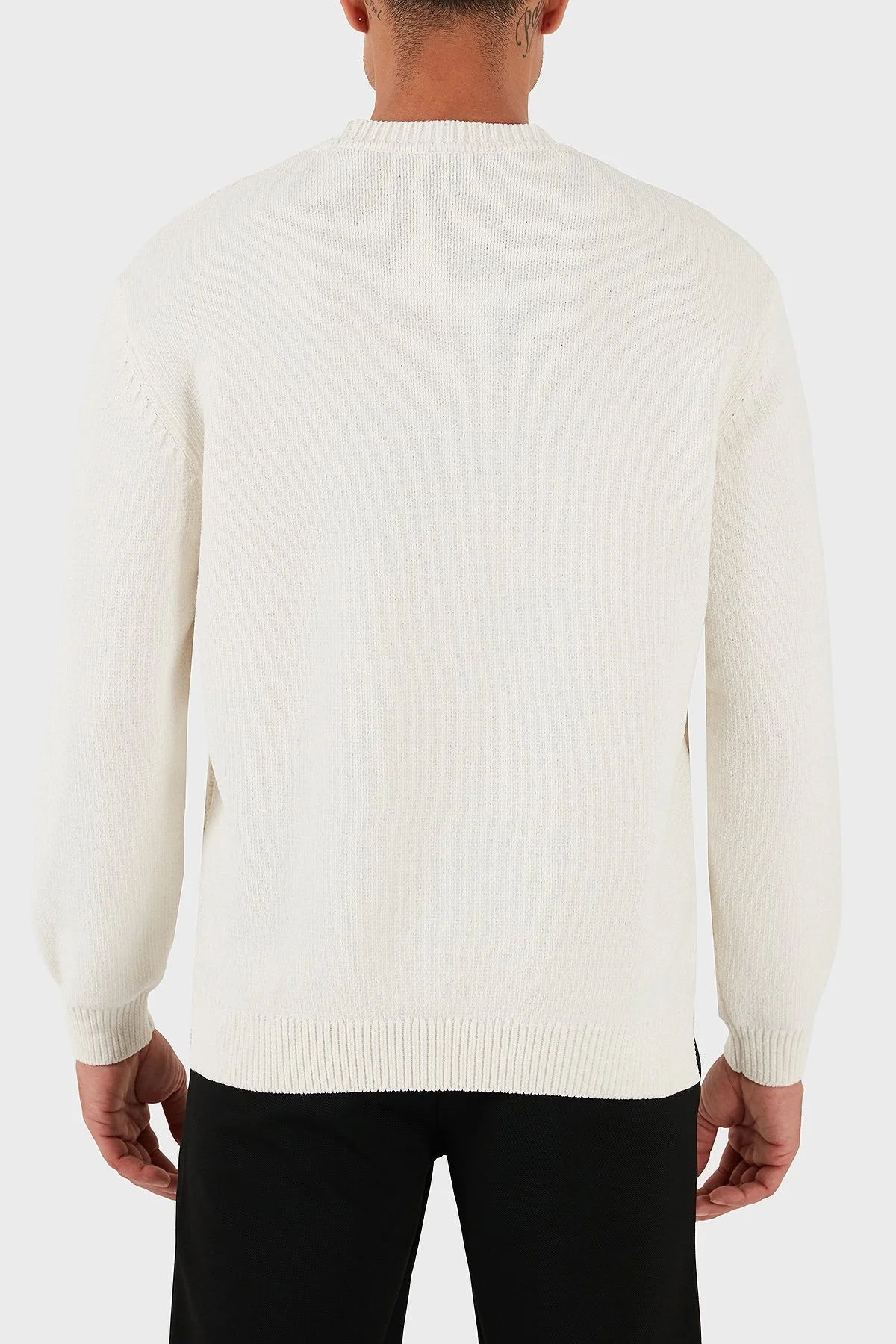 Armani Exchange Yün Karışımlı Regular Fit Bisiklet Yaka Örgülü Erkek Kazak XM001331 AF13776 U0009 BEYAZ - 2