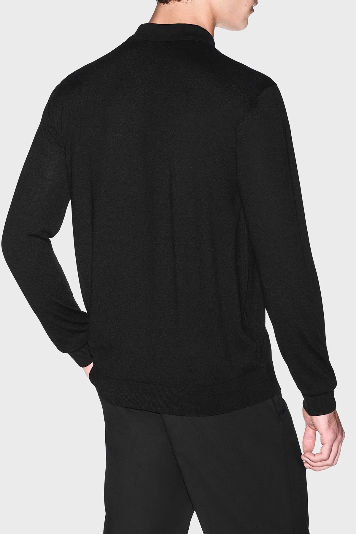 Armani Exchange Yün Karışımlı Regular Fit Düğmeli Erkek Polo XM003569 AF28778 UC001 Siyah - 3