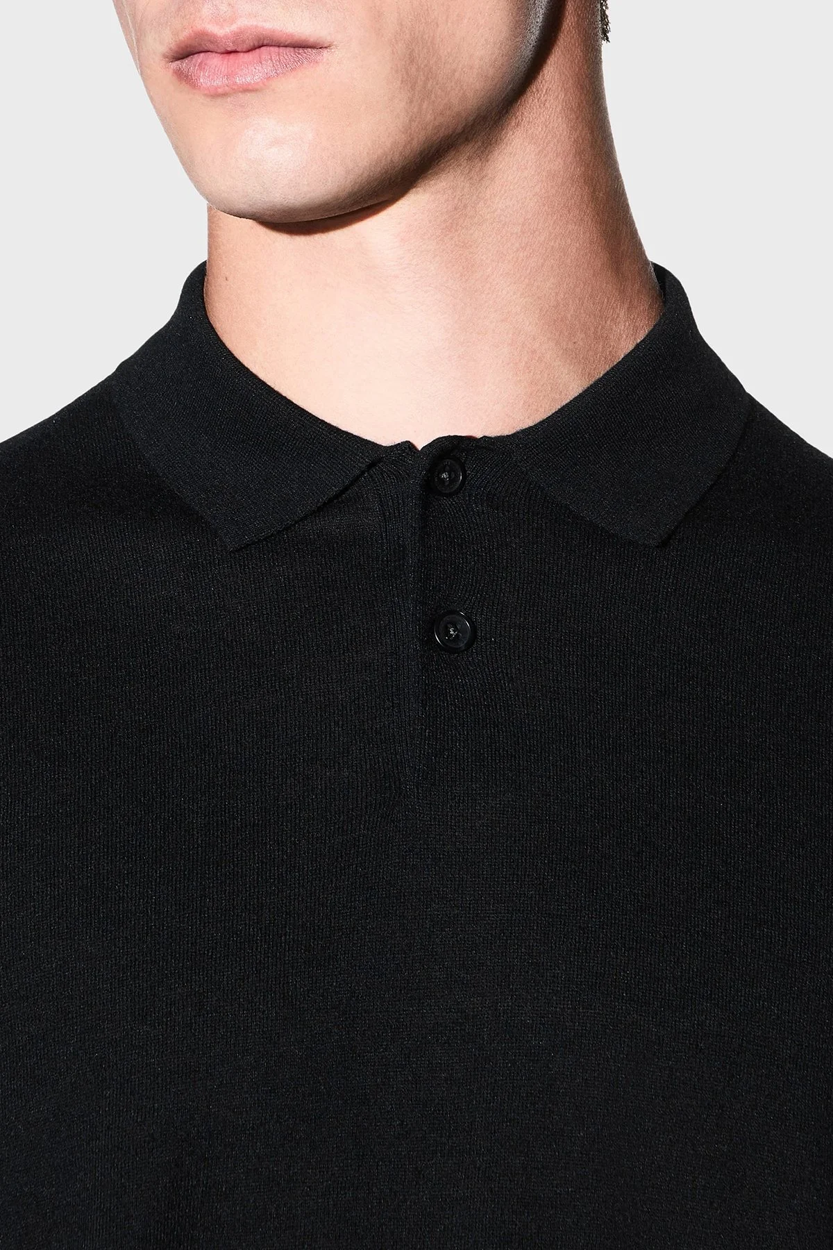 Armani Exchange Yün Karışımlı Regular Fit Düğmeli Erkek Polo XM003569 AF28778 UC001 Siyah - 4