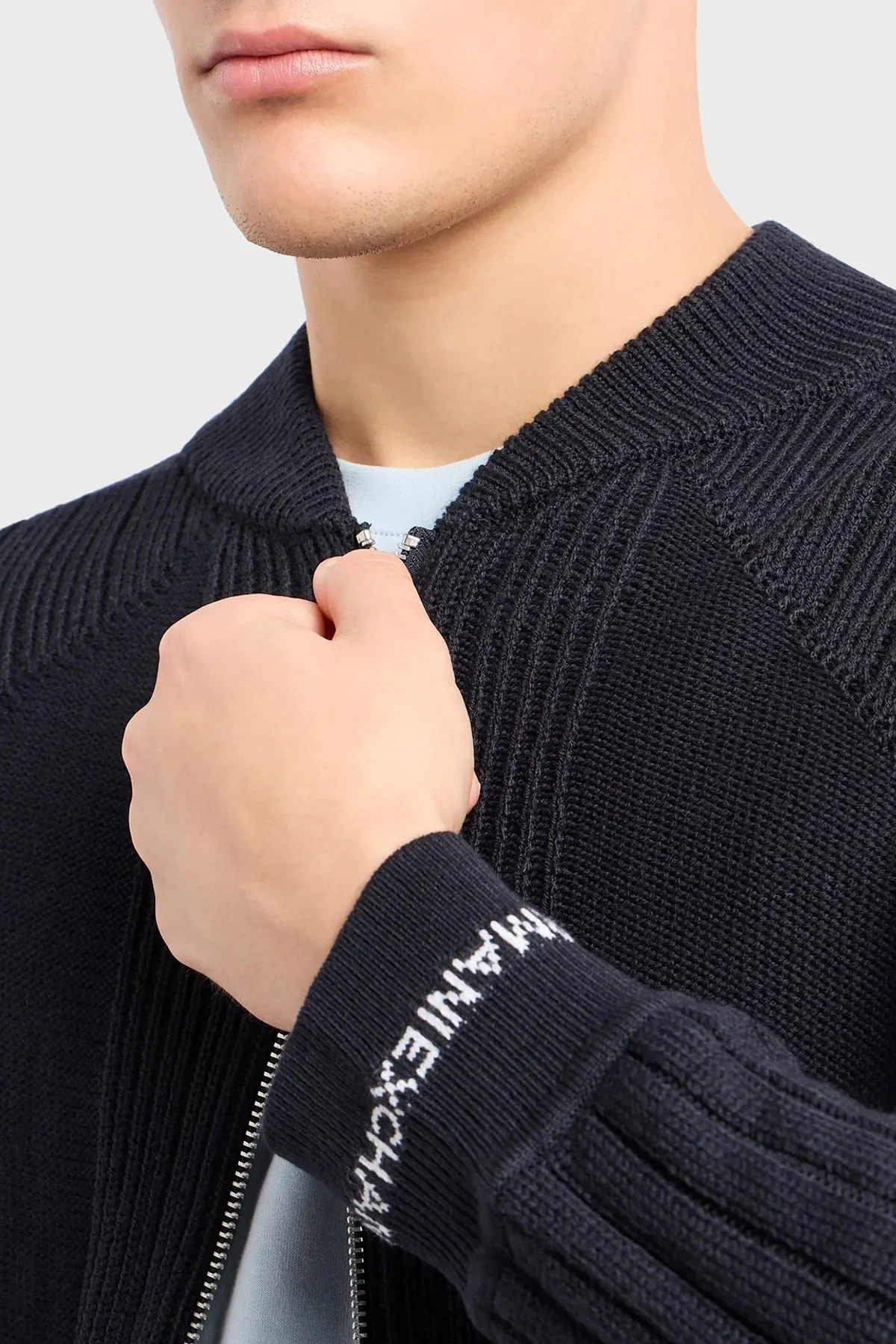 Armani Exchange Yün Karışımlı Regular Fit Fermuarlı Erkek Hırka 3DZE6A ZM1LZ 1583 LACİVERT - 4