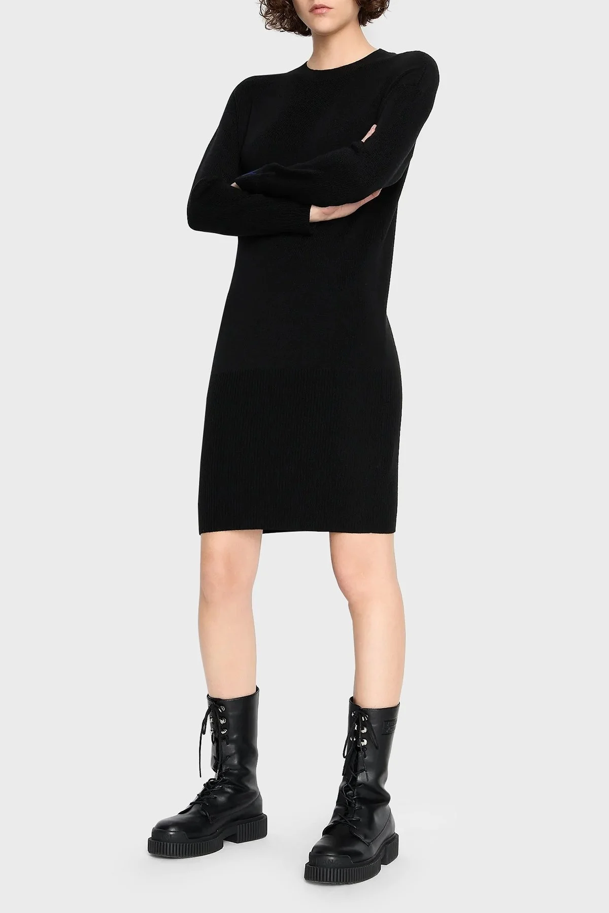 Armani Exchange Yün Karışımlı Regular Fit Sıfır Yaka Örme Bayan Elbise 6RYA1K YME3Z 1200 SİYAH - 1