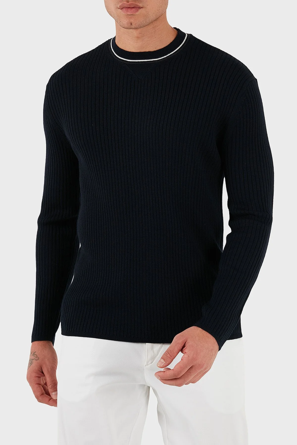 Armani Exchange Yün Karışımlı Regular Fit Yuvarlak Yaka Erkek Kazak XM000893 AF14007 UB101 LACİVERT - 3