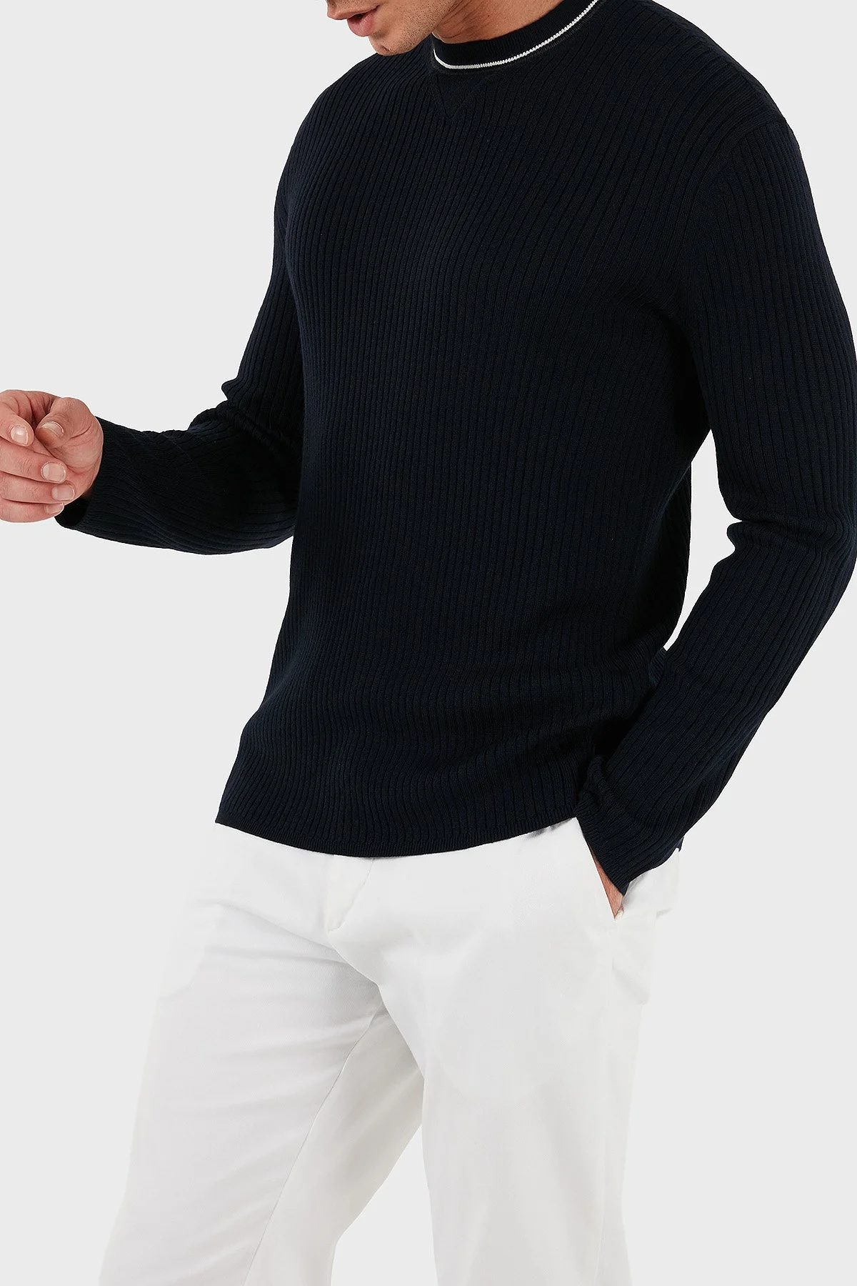 Armani Exchange Yün Karışımlı Regular Fit Yuvarlak Yaka Erkek Kazak XM000893 AF14007 UB101 LACİVERT - 4