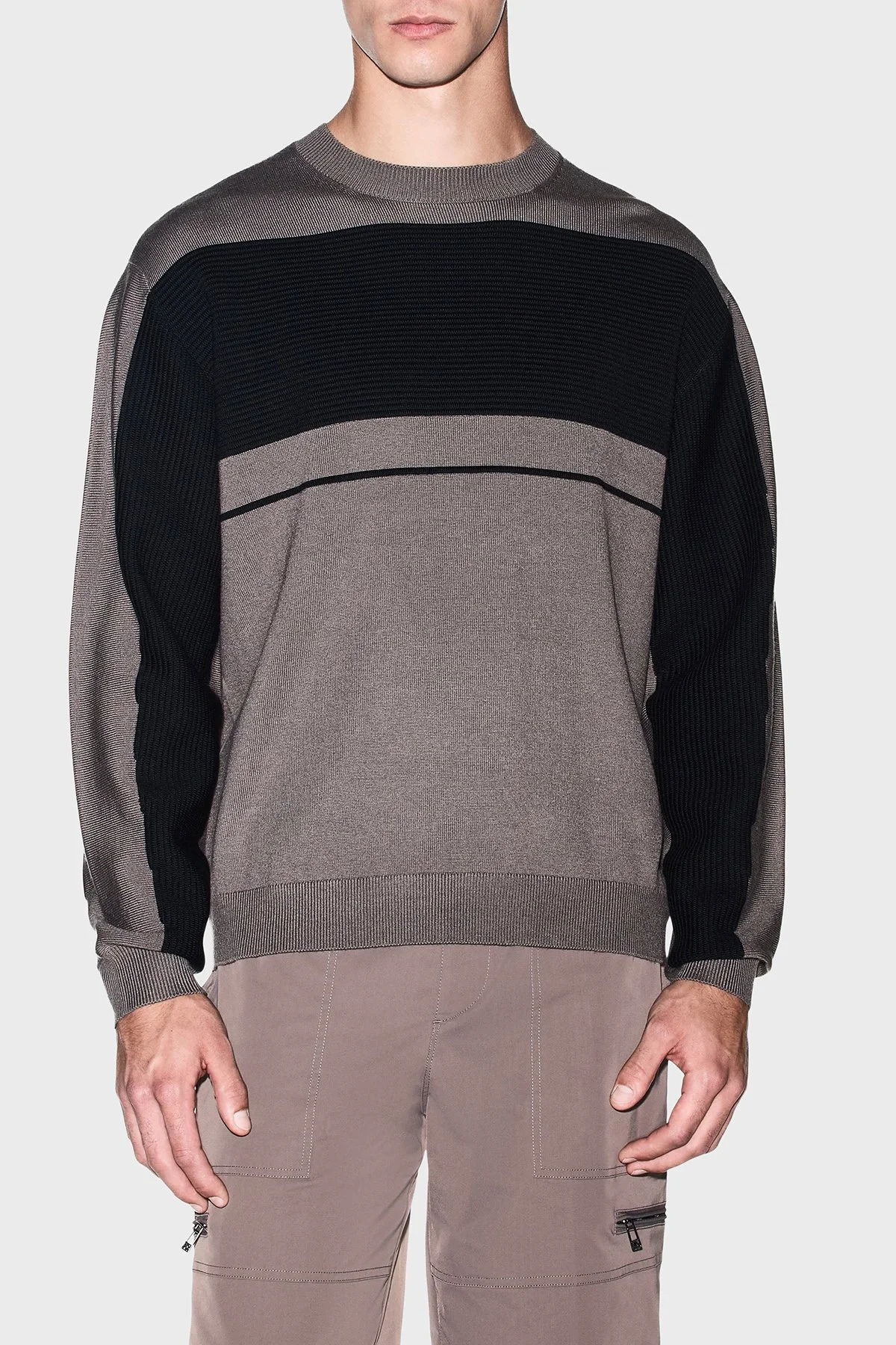 Armani Exchange Yün Karışımlı Regular Fit Yuvarlak Yaka Erkek Kazak XM002730 AF14007 M6029 Kahve-siyah - 1