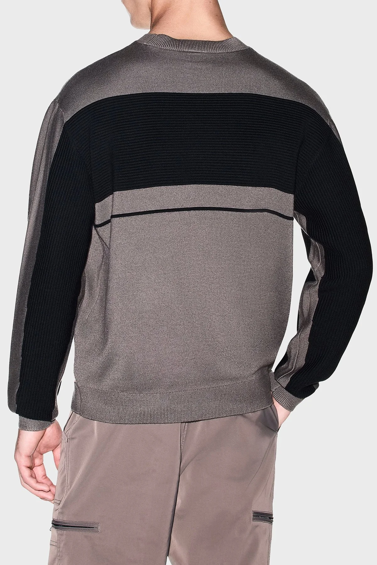 Armani Exchange Yün Karışımlı Regular Fit Yuvarlak Yaka Erkek Kazak XM002730 AF14007 M6029 Kahve-siyah - 3