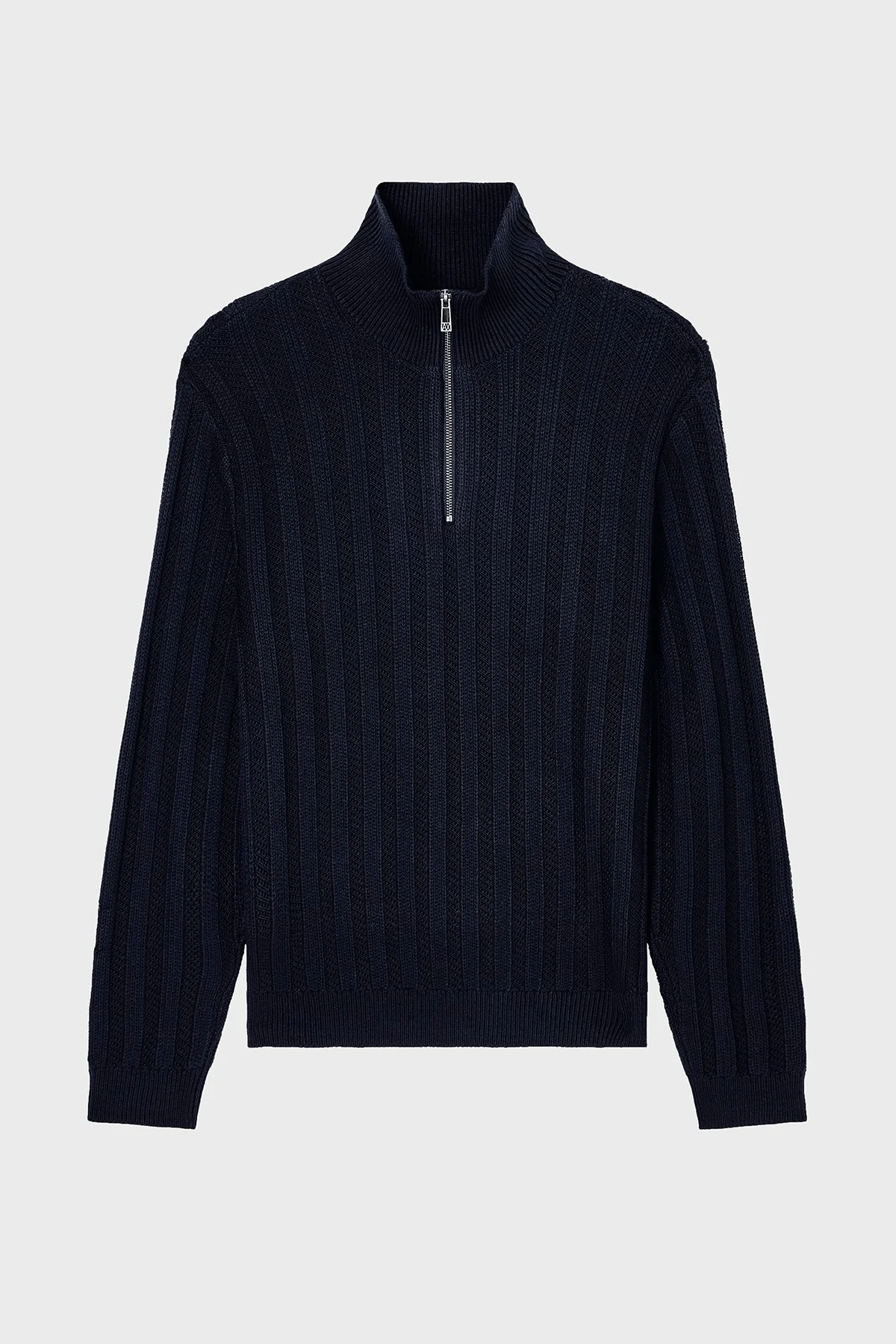 Armani Exchange Yün Karışımlı Relaxed Fit Yarım Fermuarlı Dik Yaka Erkek Kazak XM001332 AF13776 UB101 LACİVERT - 5