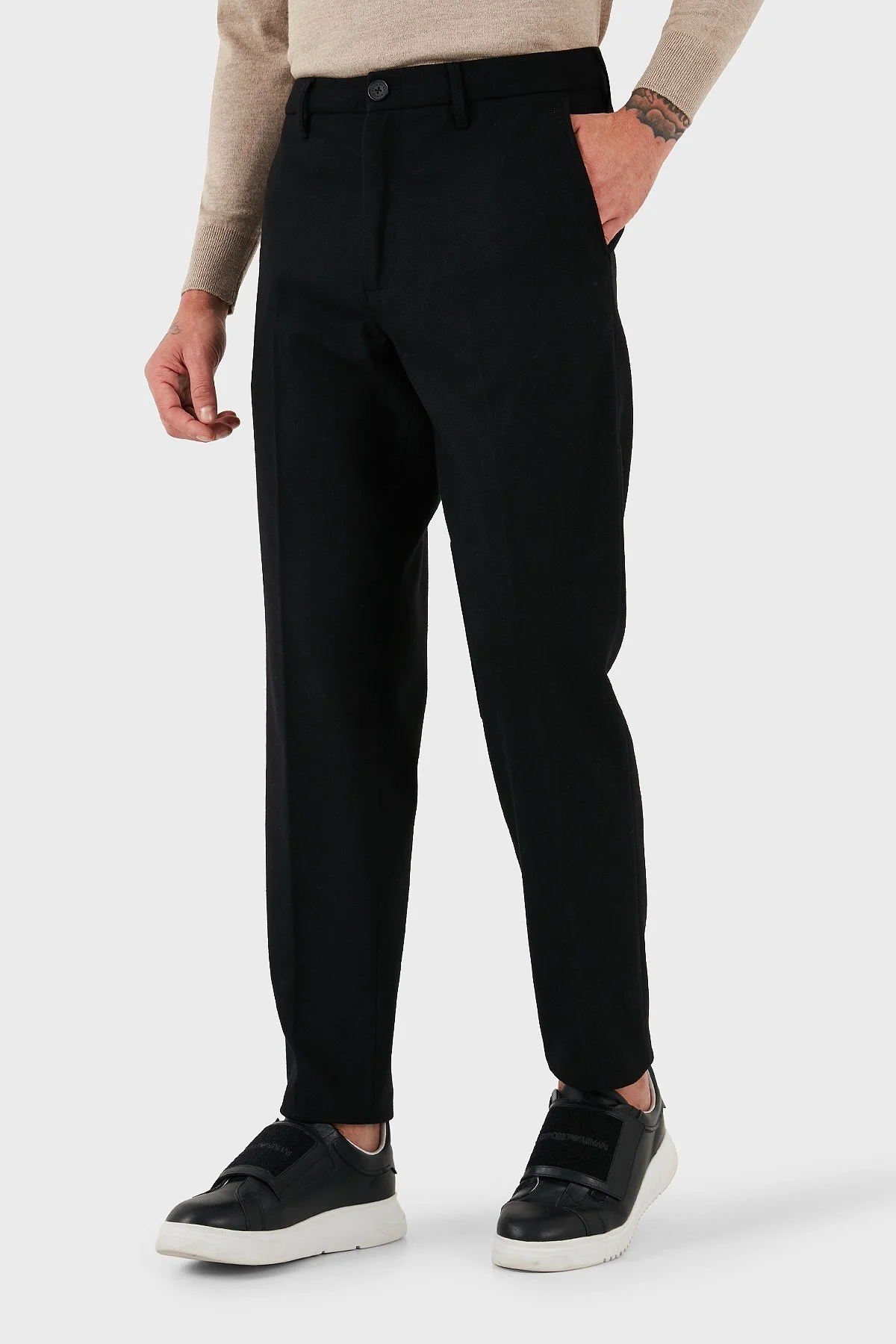 Armani Exchange Yün Karışımlı Standart Fit Normal Bel Erkek Pantolon 6DZP31 ZN5QZ 1200 SİYAH - 5