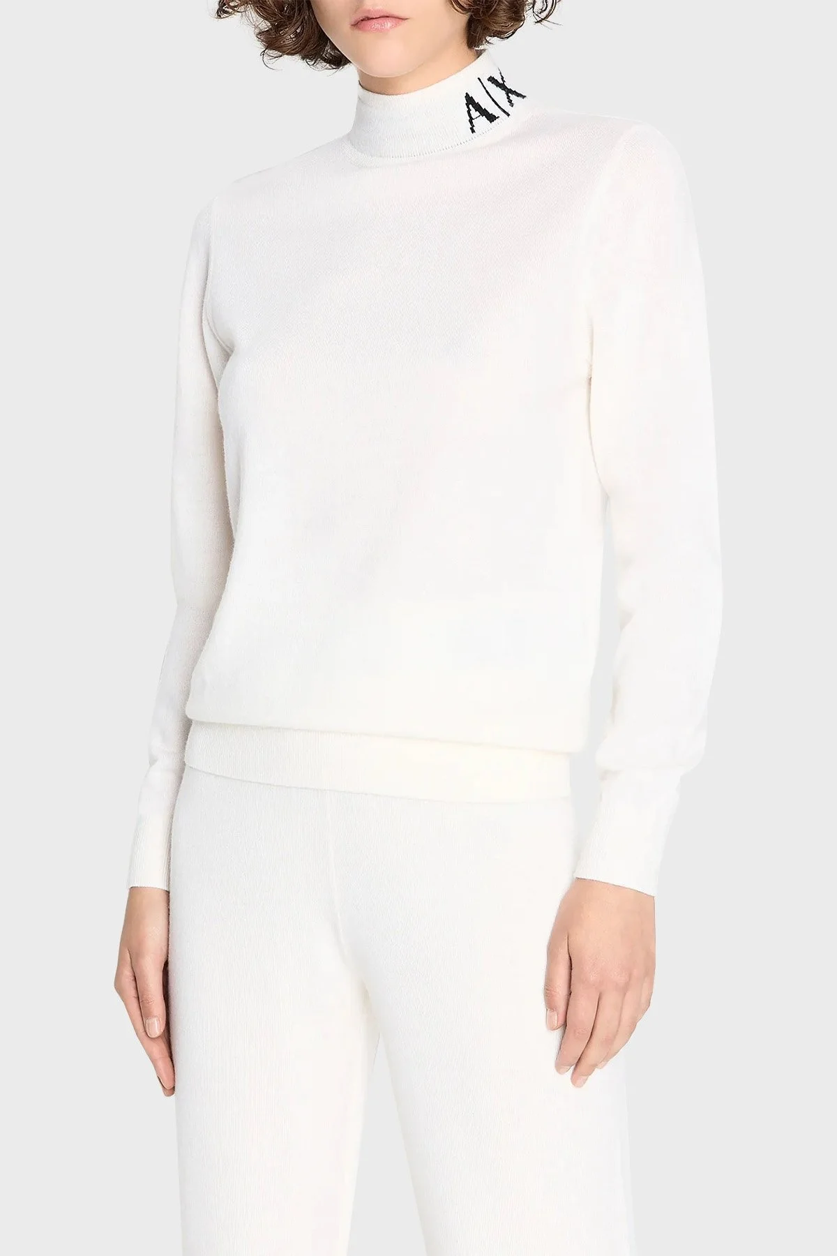 Armani Exchange Yünlü Balıkçı Yaka Regular Fit Örme Bayan Kazak 6RYM1K YME3Z 1130 BEYAZ - 1