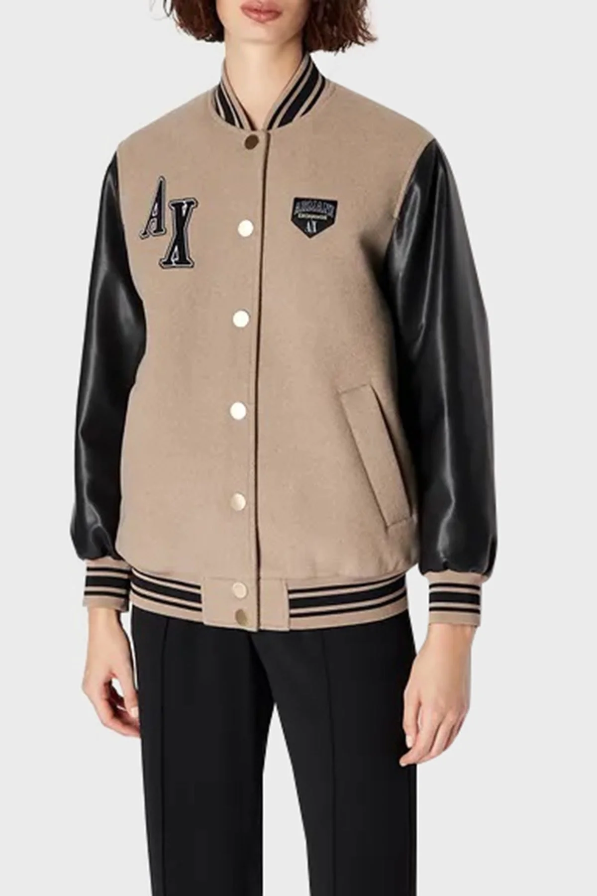 Armani Exchange Yünlü Çift Regular Fit Bomber Bayan Ceket 6RYB29 YN3MZ 4724 BEJ - 1