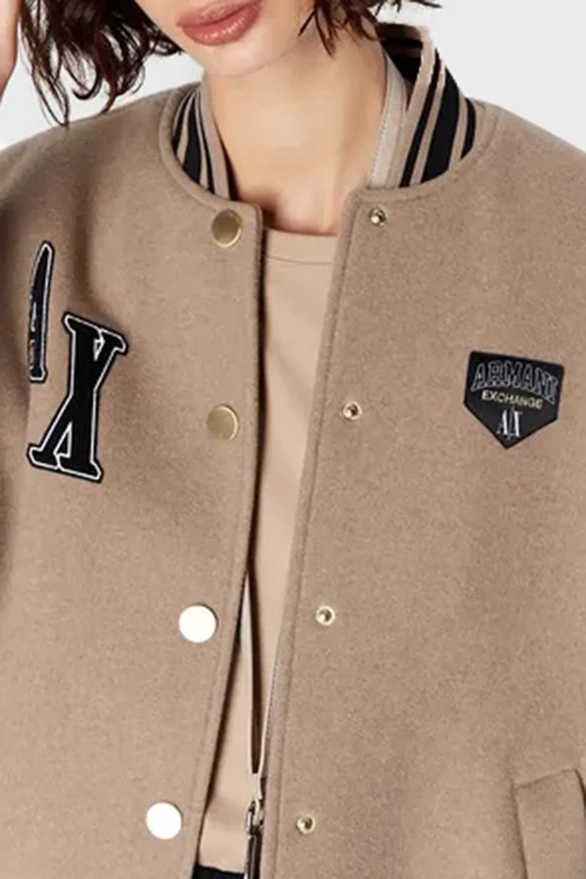 Armani Exchange Yünlü Çift Regular Fit Bomber Bayan Ceket 6RYB29 YN3MZ 4724 BEJ - 4