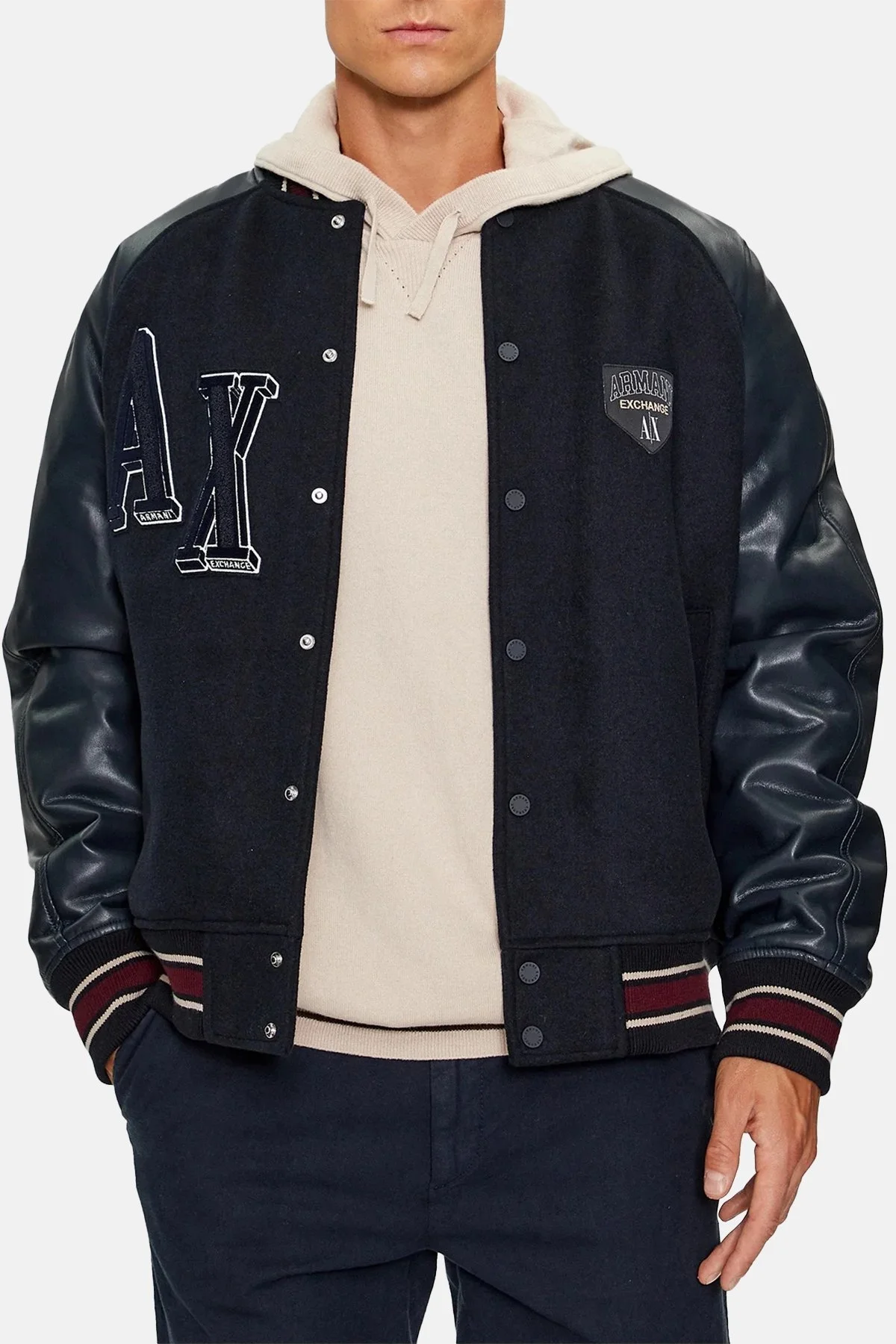 Armani Exchange Yünlü Kolej Yaka Regular Fit Bomber Erkek Ceket 6RZB21 ZNIKZ 1510 LACİVERT - 1