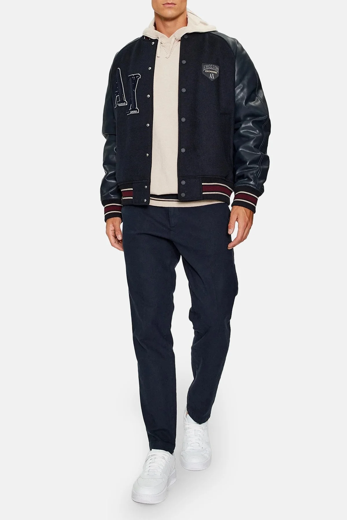 Armani Exchange Yünlü Kolej Yaka Regular Fit Bomber Erkek Ceket 6RZB21 ZNIKZ 1510 LACİVERT - 3