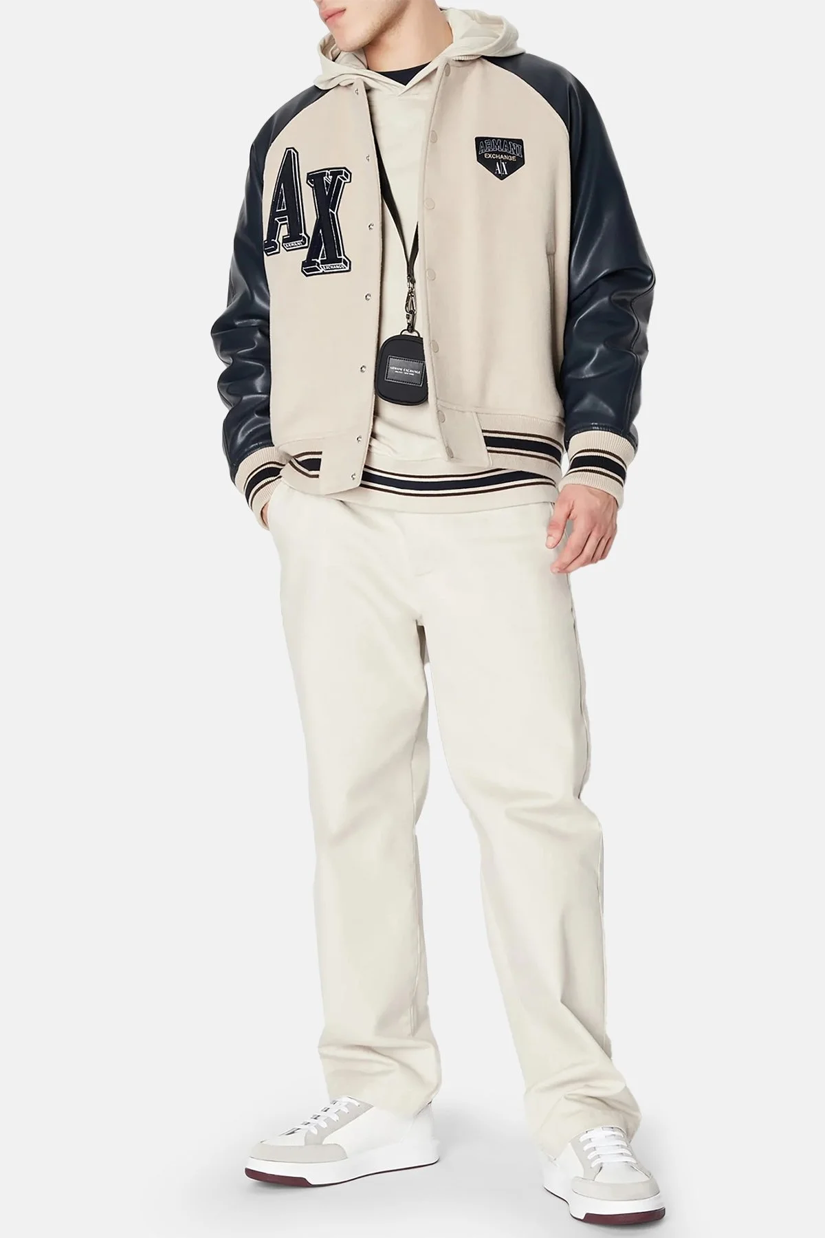 Armani Exchange Yünlü Kolej Yaka Regular Fit Bomber Erkek Ceket 6RZB21 ZNIKZ 49AJ BEJ - 5