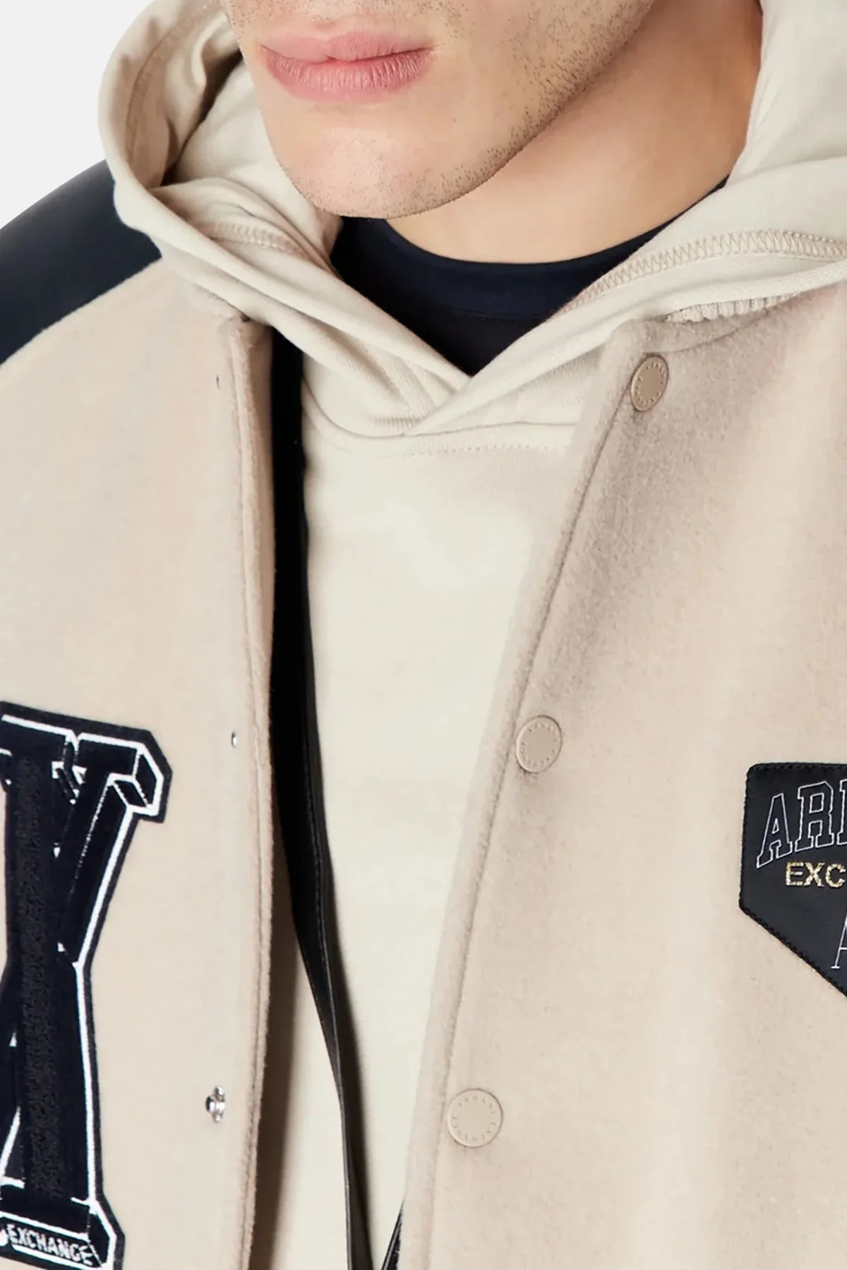 Armani Exchange Yünlü Kolej Yaka Regular Fit Bomber Erkek Ceket 6RZB21 ZNIKZ 49AJ BEJ - 6