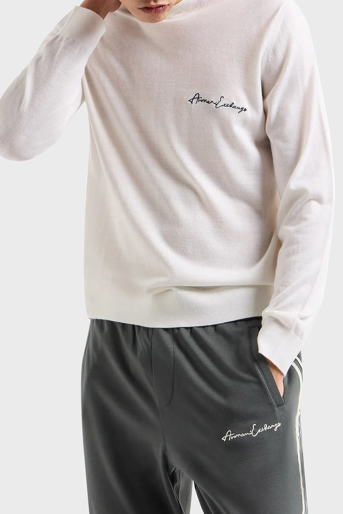 Armani Exchange Yünlü Regular Fit Bisiklet Yaka Erkek Kazak 8NZM5A ZM1YZ 1116 BEYAZ - 1