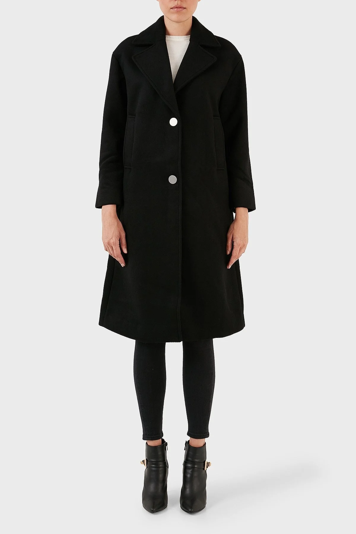 Armani Exchange Yünlü Regular Fit Mono Yaka Düğmeli Bayan Kaban 6RYL40 YN8LZ 1200 SİYAH - 1