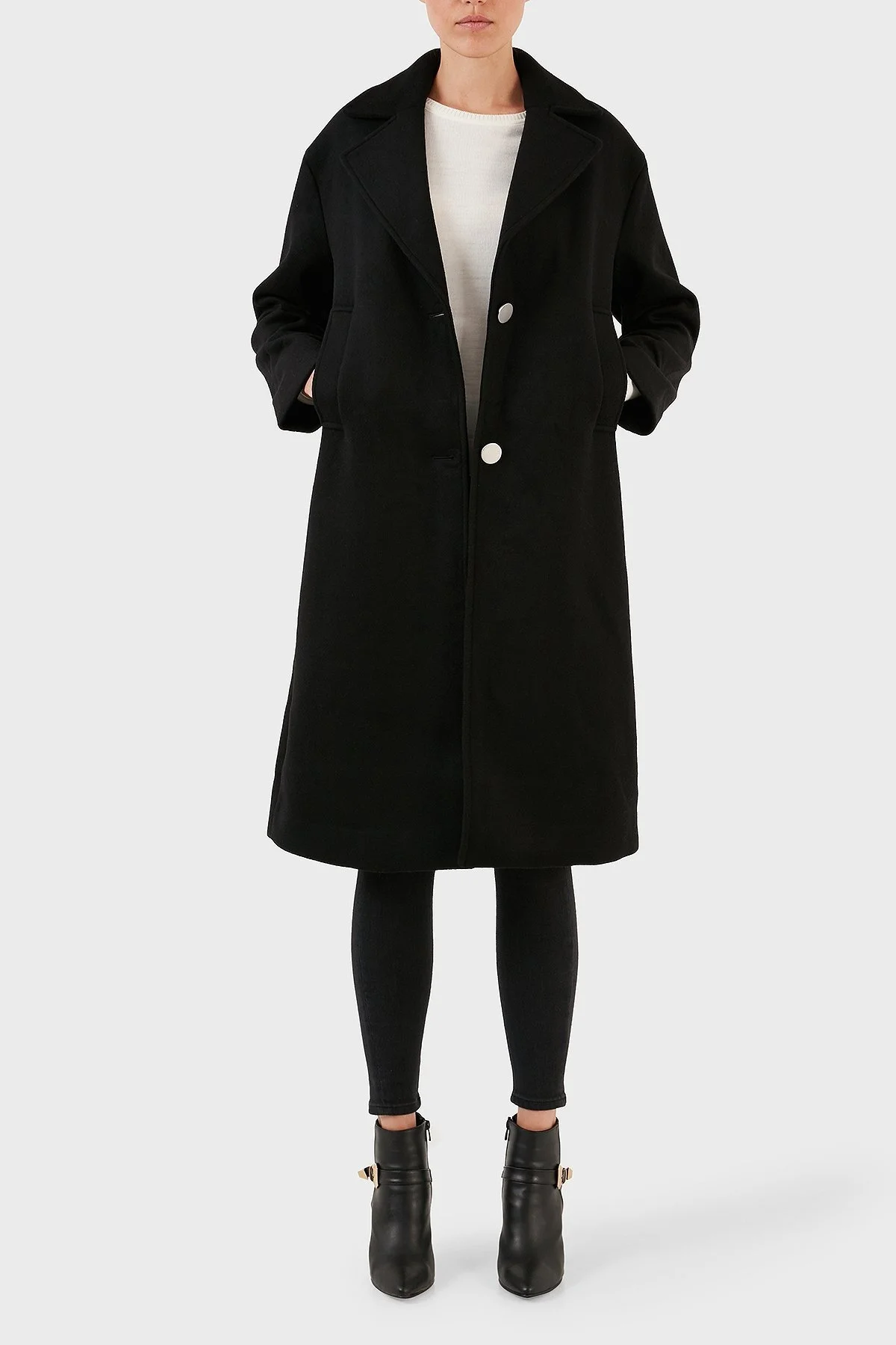 Armani Exchange Yünlü Regular Fit Mono Yaka Düğmeli Bayan Kaban 6RYL40 YN8LZ 1200 SİYAH - 3