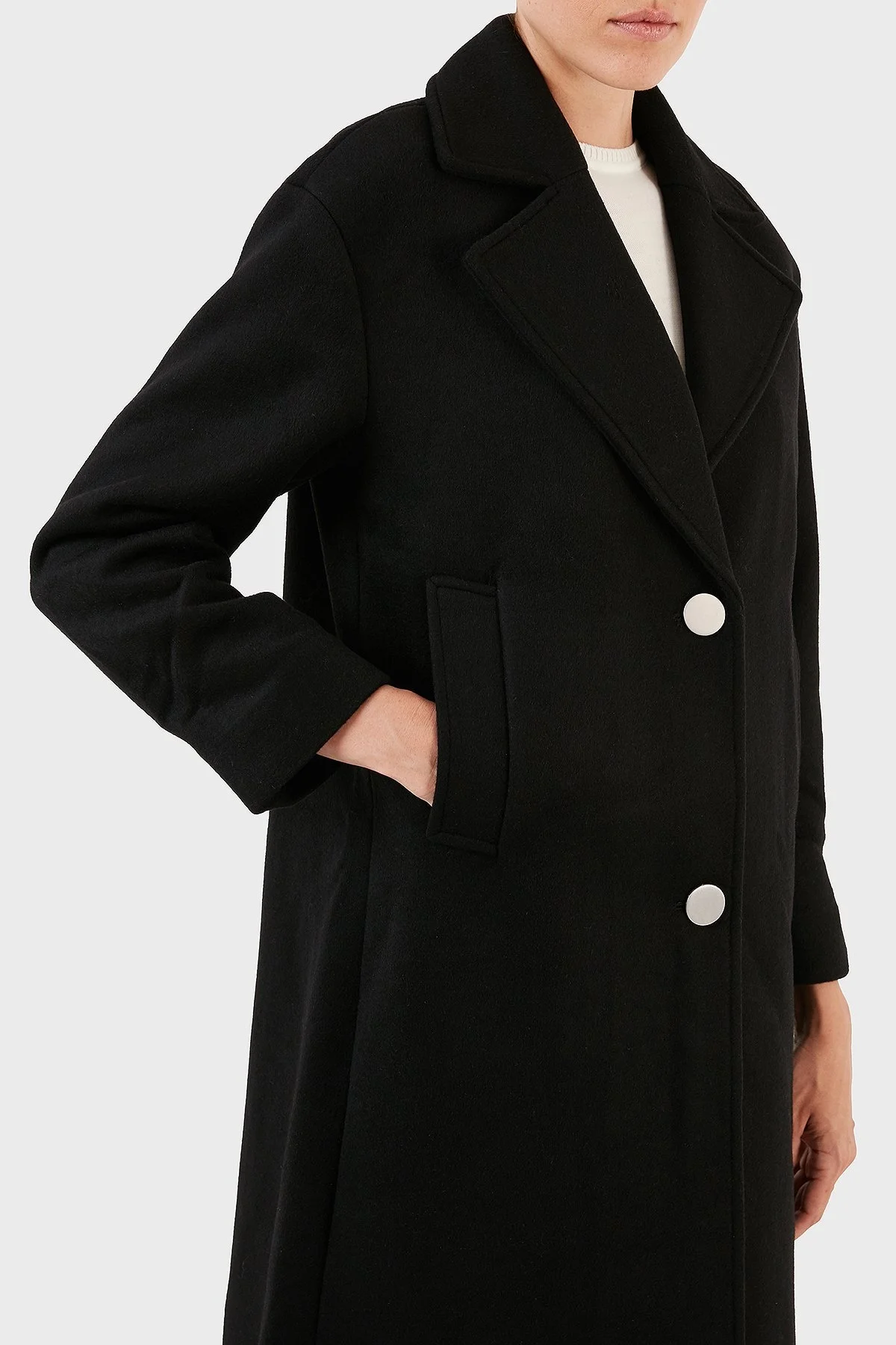 Armani Exchange Yünlü Regular Fit Mono Yaka Düğmeli Bayan Kaban 6RYL40 YN8LZ 1200 SİYAH - 6