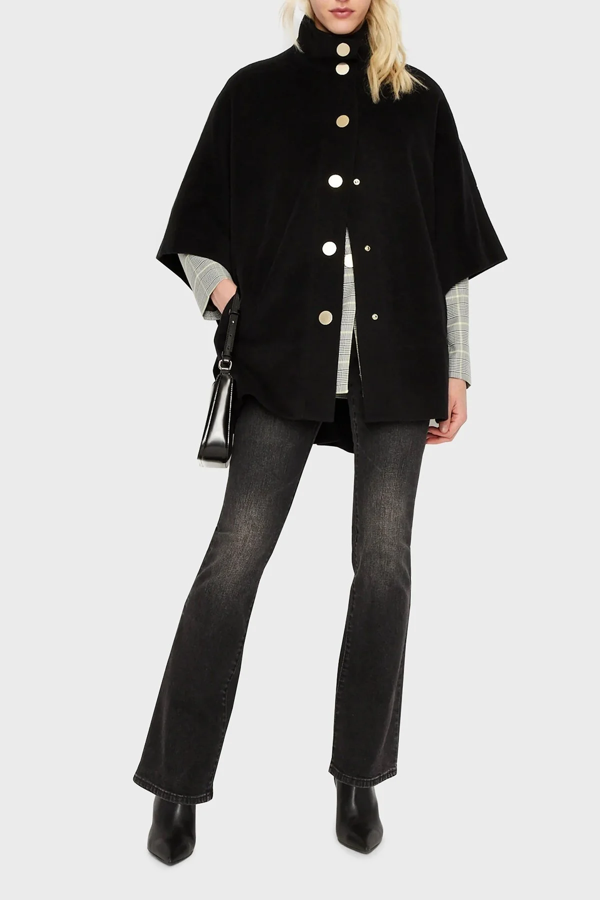 Armani Exchange Yünlü Truvakar Kollu Dik Yaka Bayan Panço 6LYK11 YNHZZ 1200 SİYAH - 3