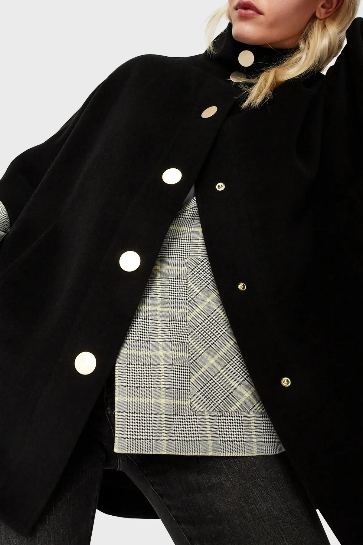 Armani Exchange Yünlü Truvakar Kollu Dik Yaka Bayan Panço 6LYK11 YNHZZ 1200 SİYAH - 4