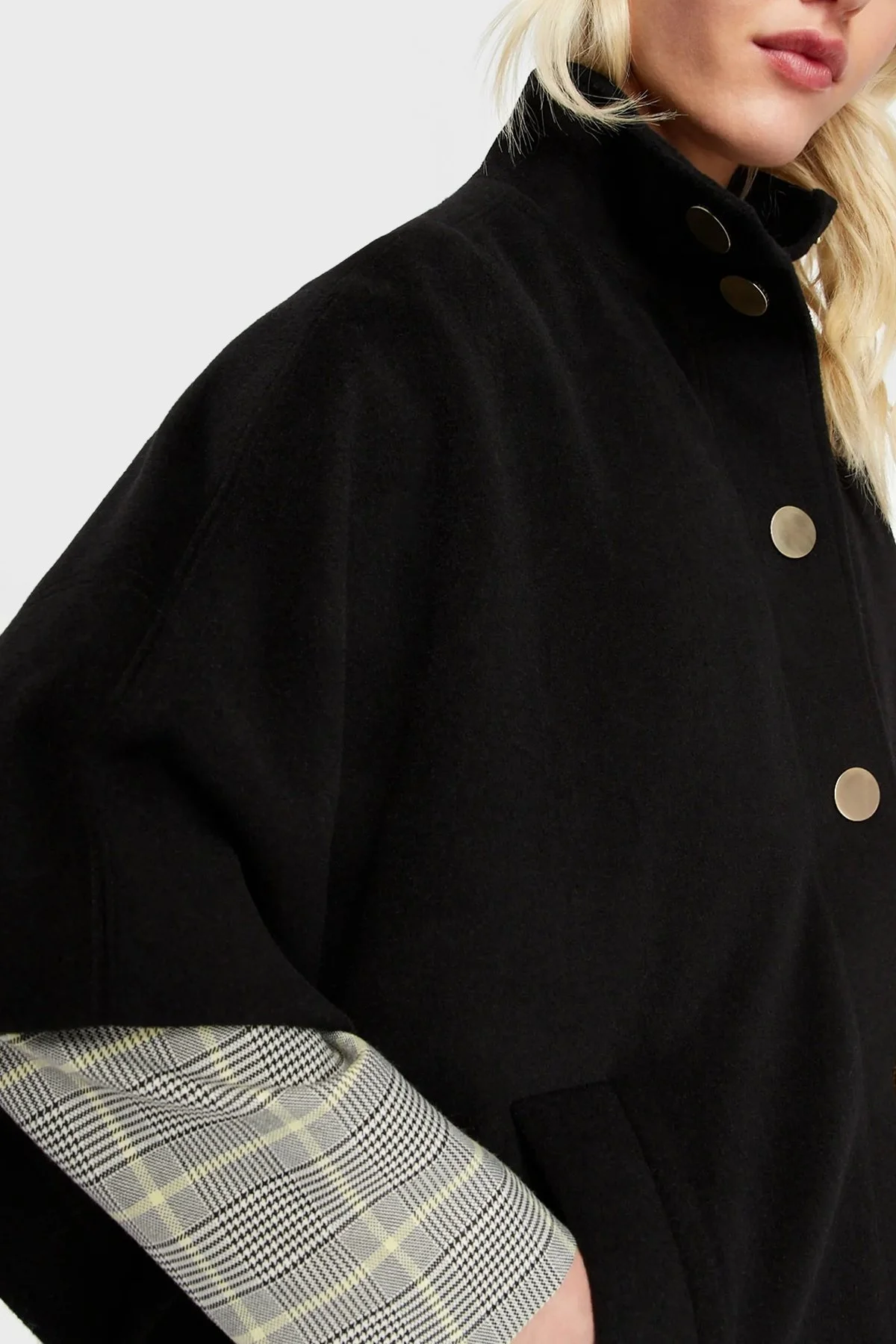 Armani Exchange Yünlü Truvakar Kollu Dik Yaka Bayan Panço 6LYK11 YNHZZ 1200 SİYAH - 5