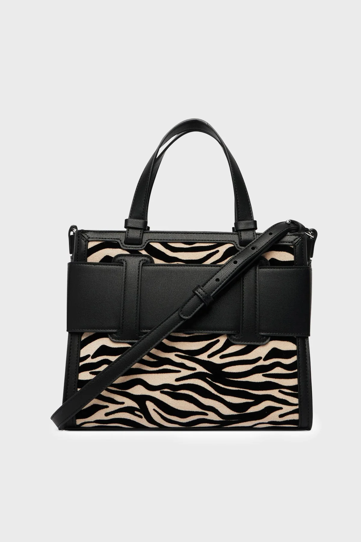 Armani Exchange Zebra Desenli Çıkarılabilir Askılı Kadın Çanta XW000392 AF26445 MC149 Siyah - 3